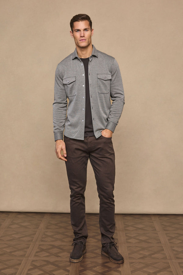 Joseph Dogtooth Overhemd - Zwart/Bruin