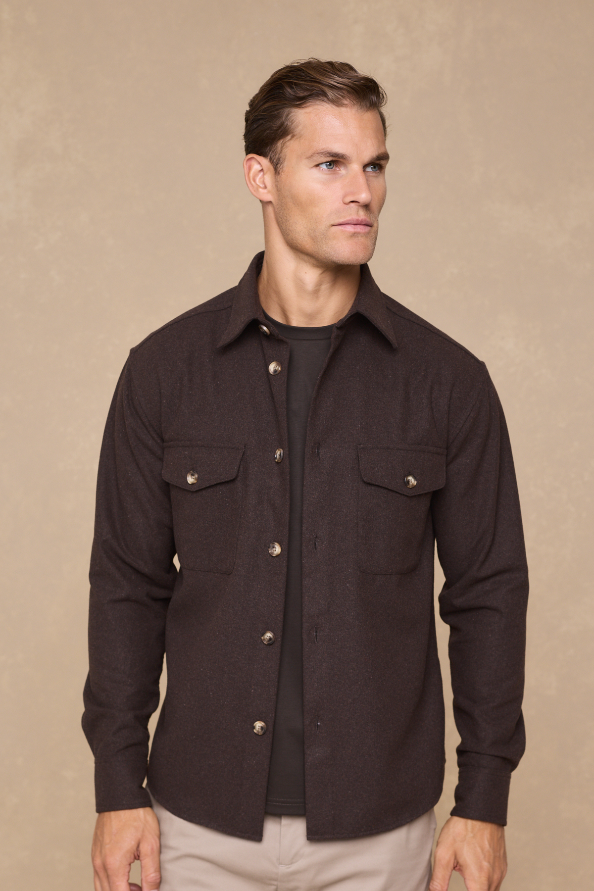 Wade Button Shirt - Brown