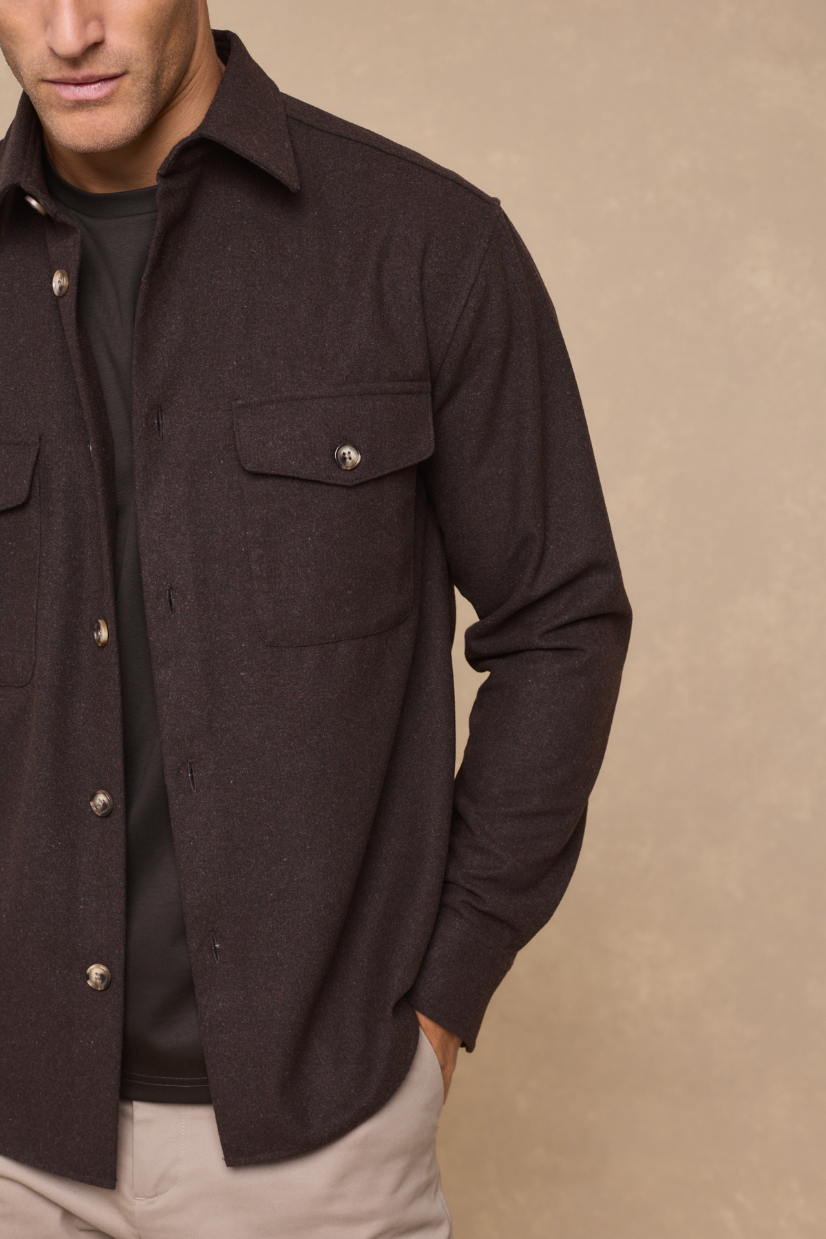 Wade Button Shirt - Brown