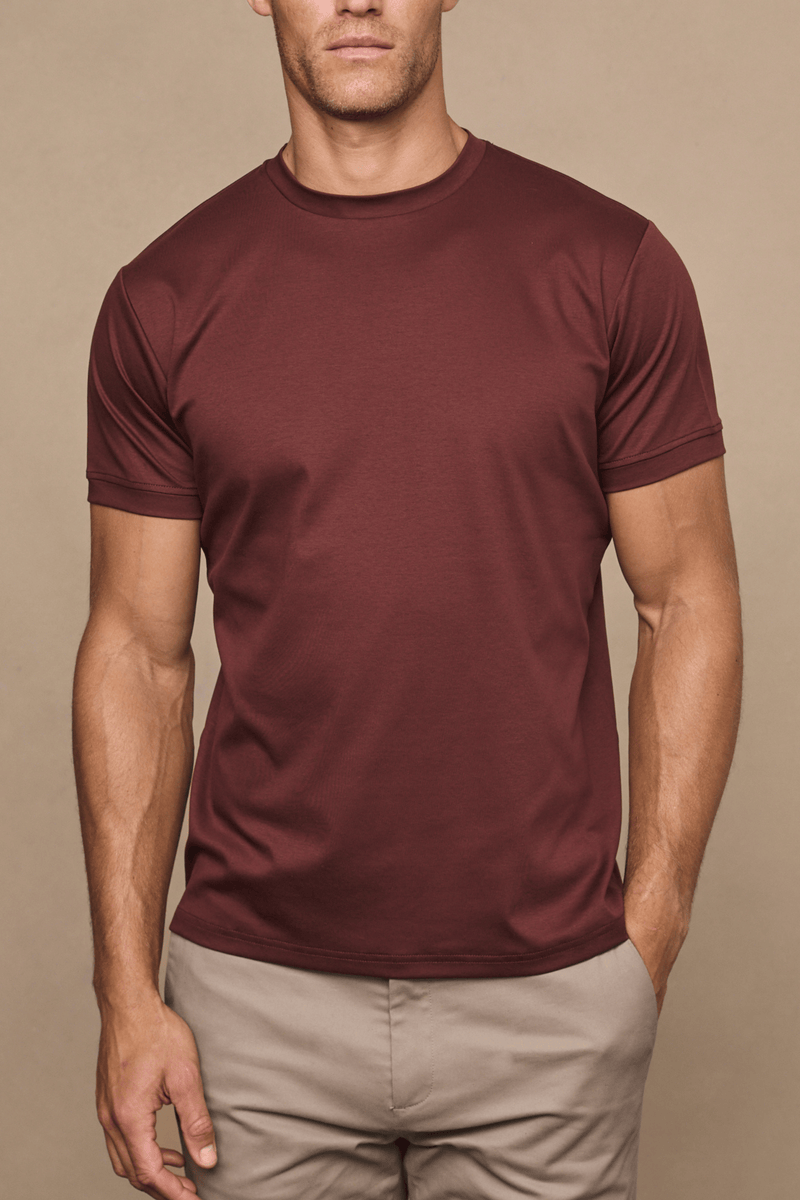 Luxe gemerceriseerd T-shirt - Roestbruin