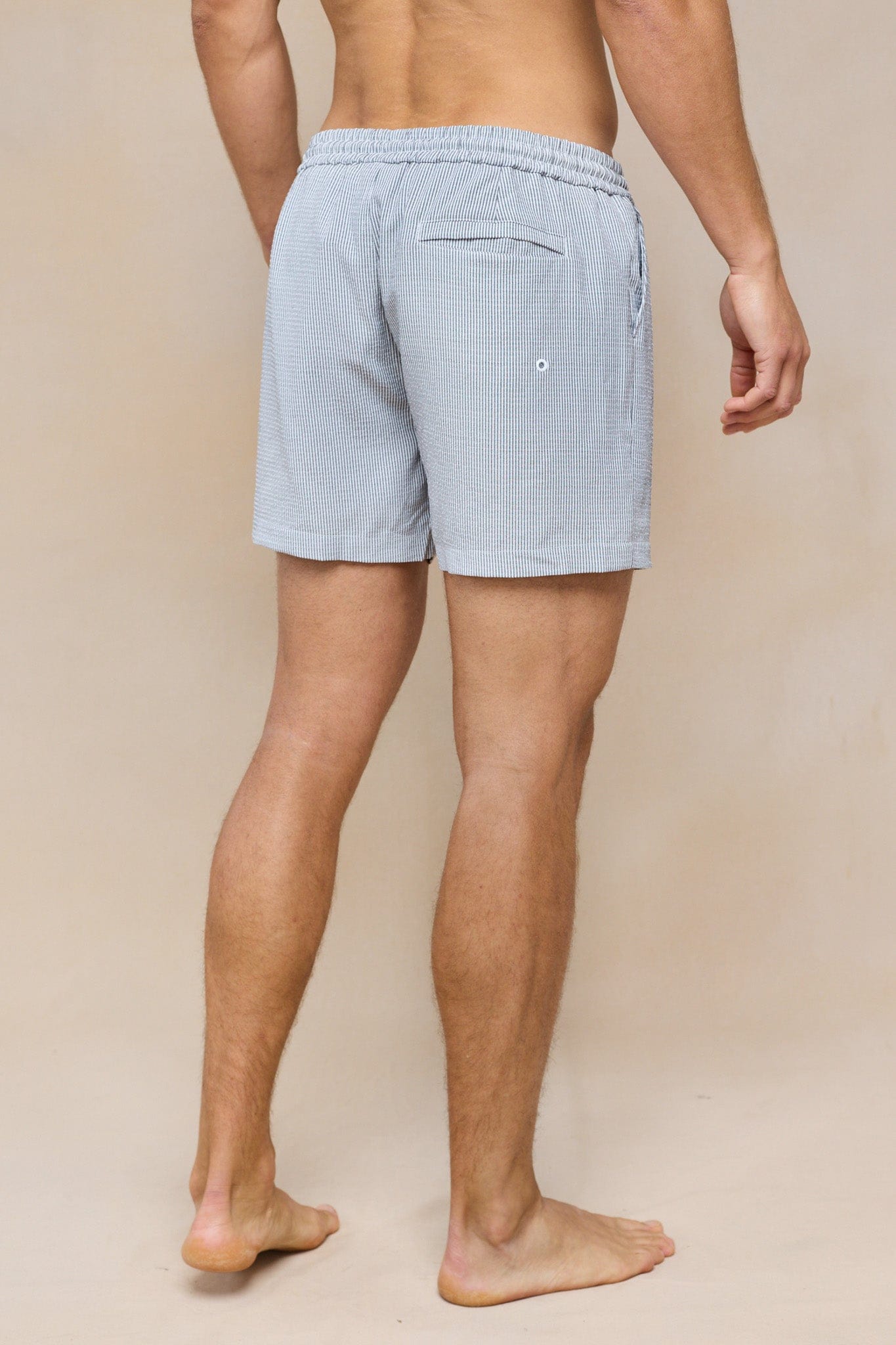 Vittorio Seersucker Zwembroek - Zwart/Wit