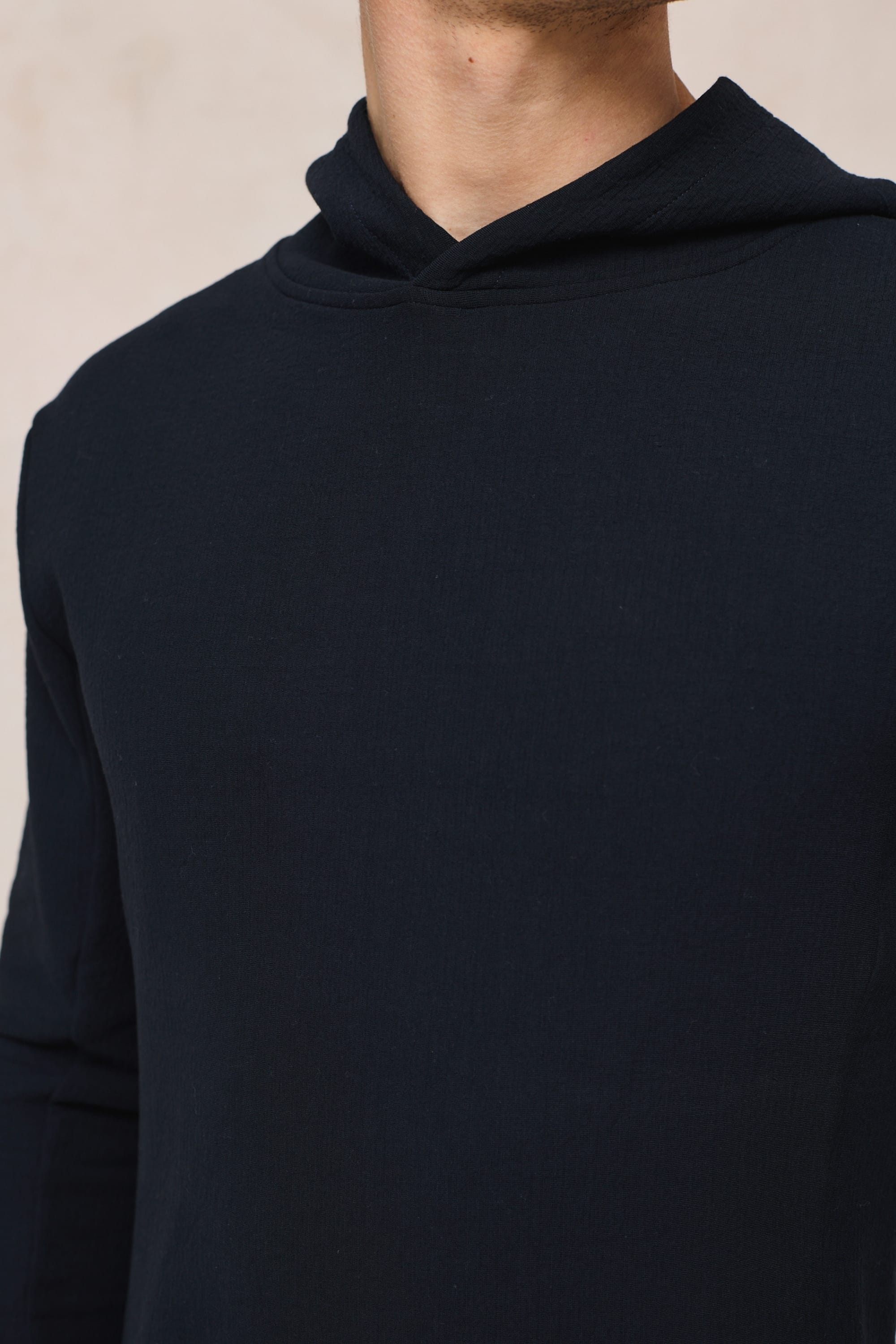 Zarco hoodie van gekreukeld jersey - marineblauw