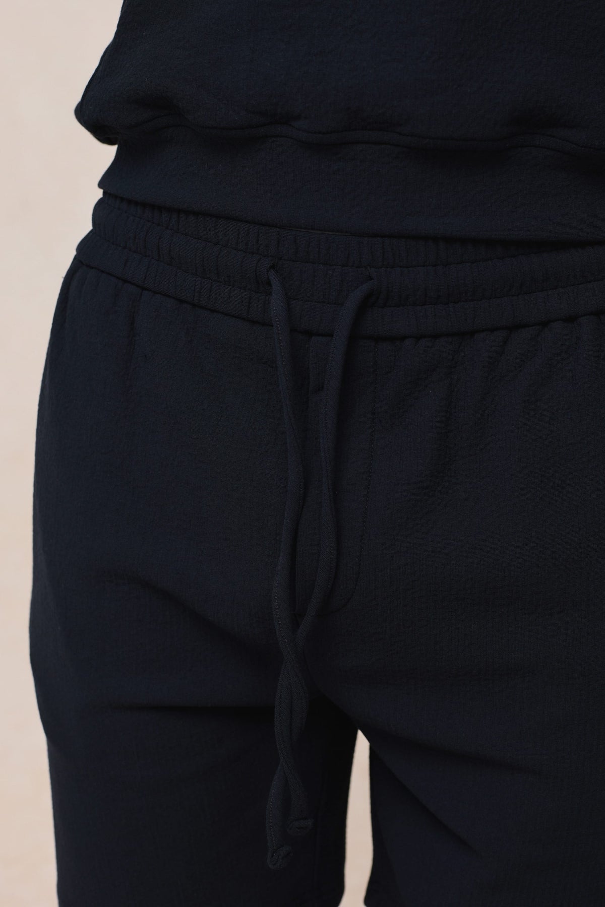 Zarco gekreukte jersey short - marineblauw