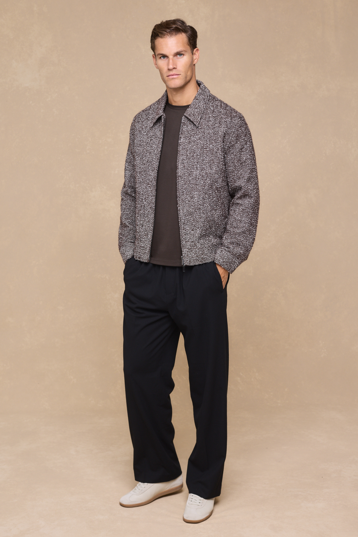 Bjorn Zip Through Blouson - Brown Multi