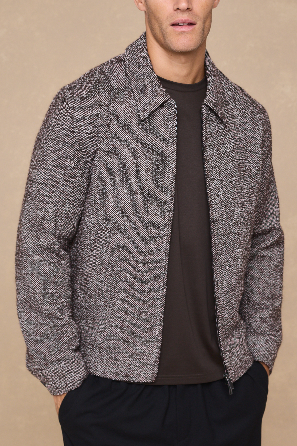 Bjorn Zip Through Blouson - Brown Multi