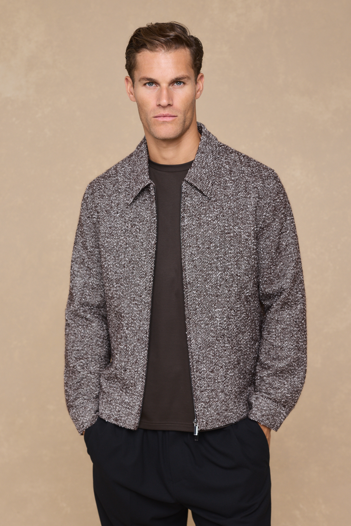 Bjorn Zip Through Blouson - Brown Multi