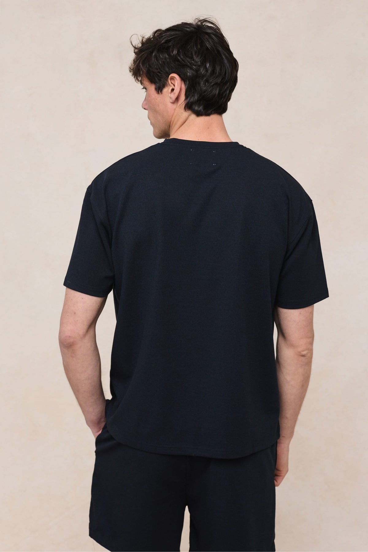 Tomas T-shirt met ronde hals en kreukels - Marineblauw