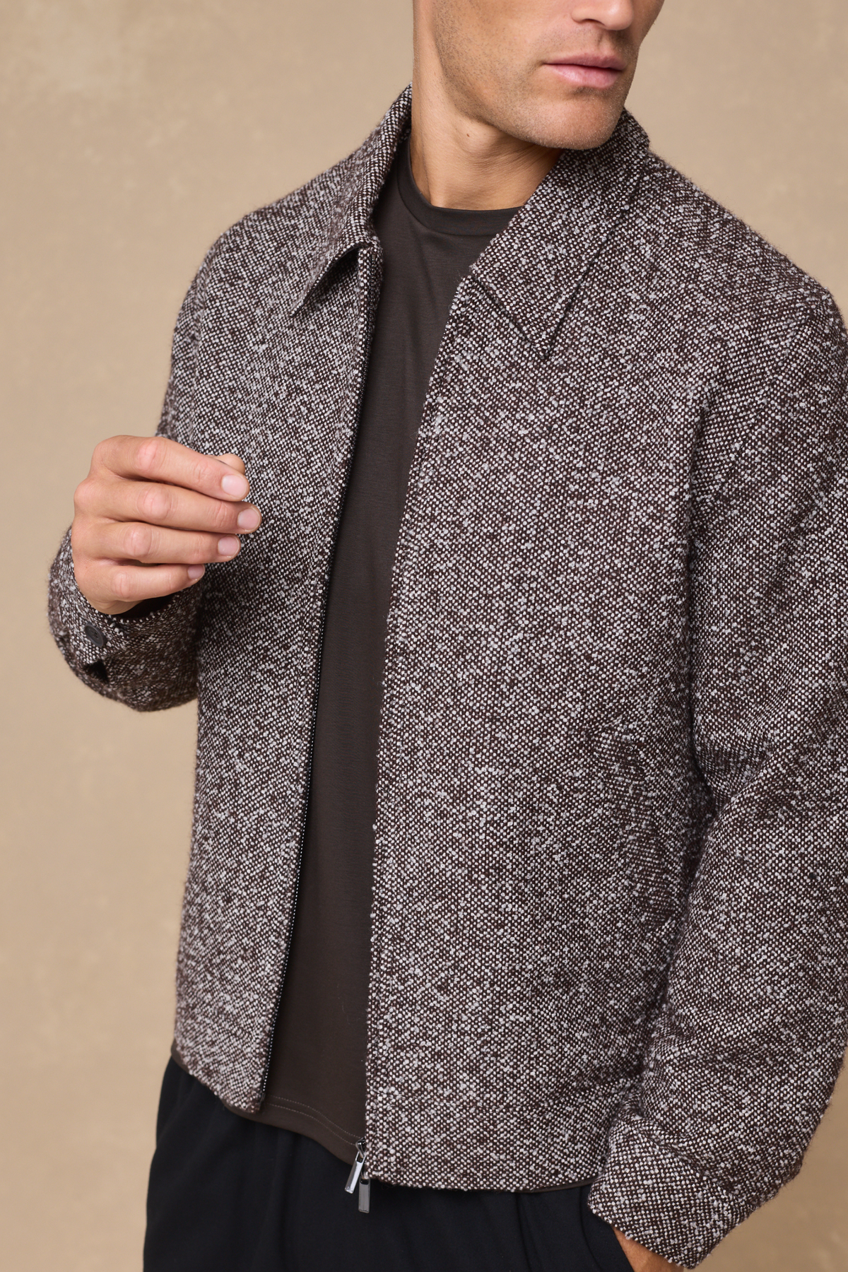 Bjorn Zip Through Blouson - Brown Multi