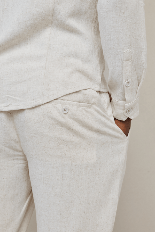 Cami linnen broek met rechte pijpen - Havermoutkleur