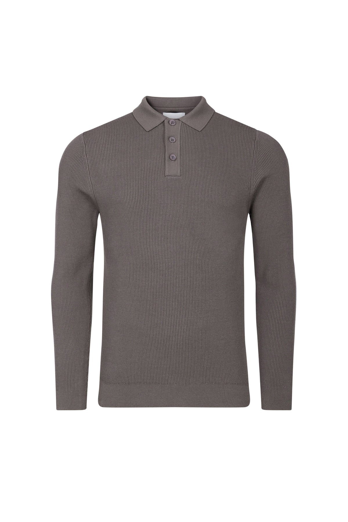 Angus Rib Knit Polo - Mushroom