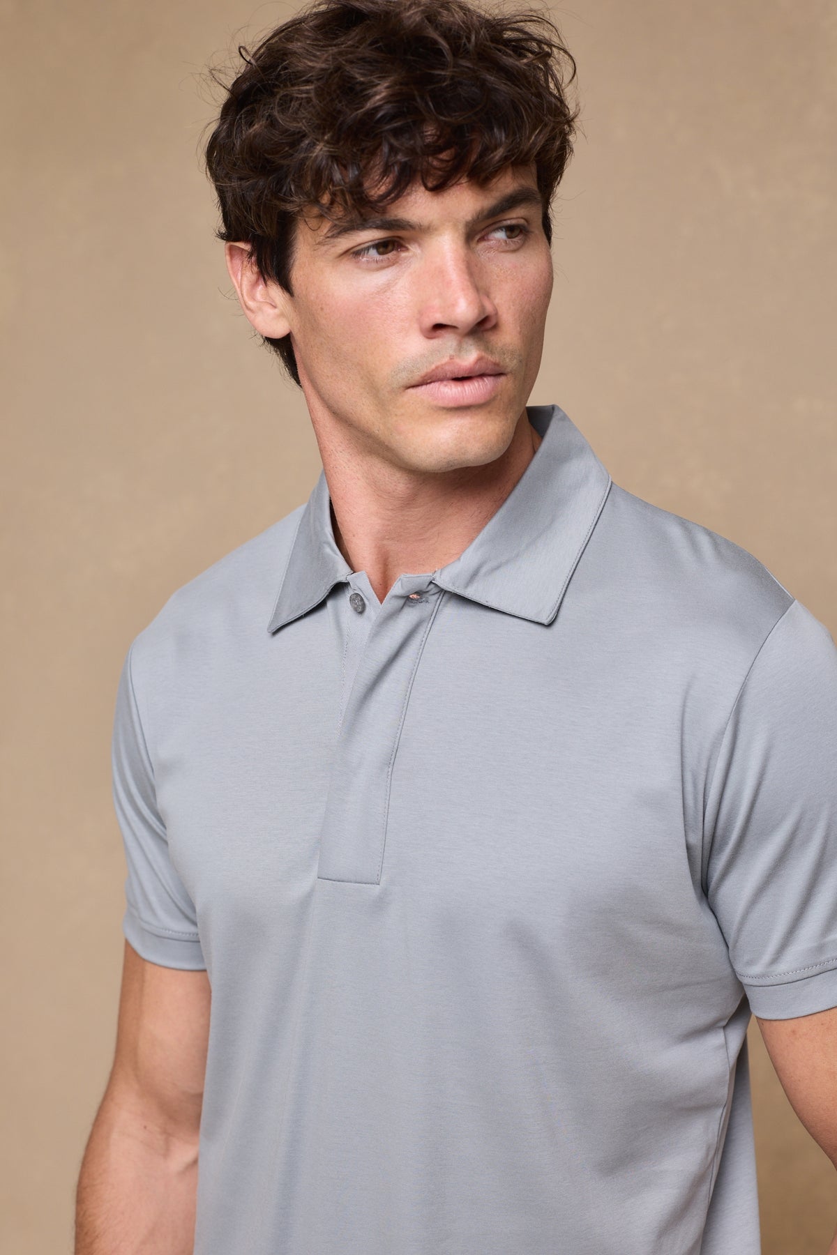Santi Mercerised Polo Shirt - Light Pewter Blue