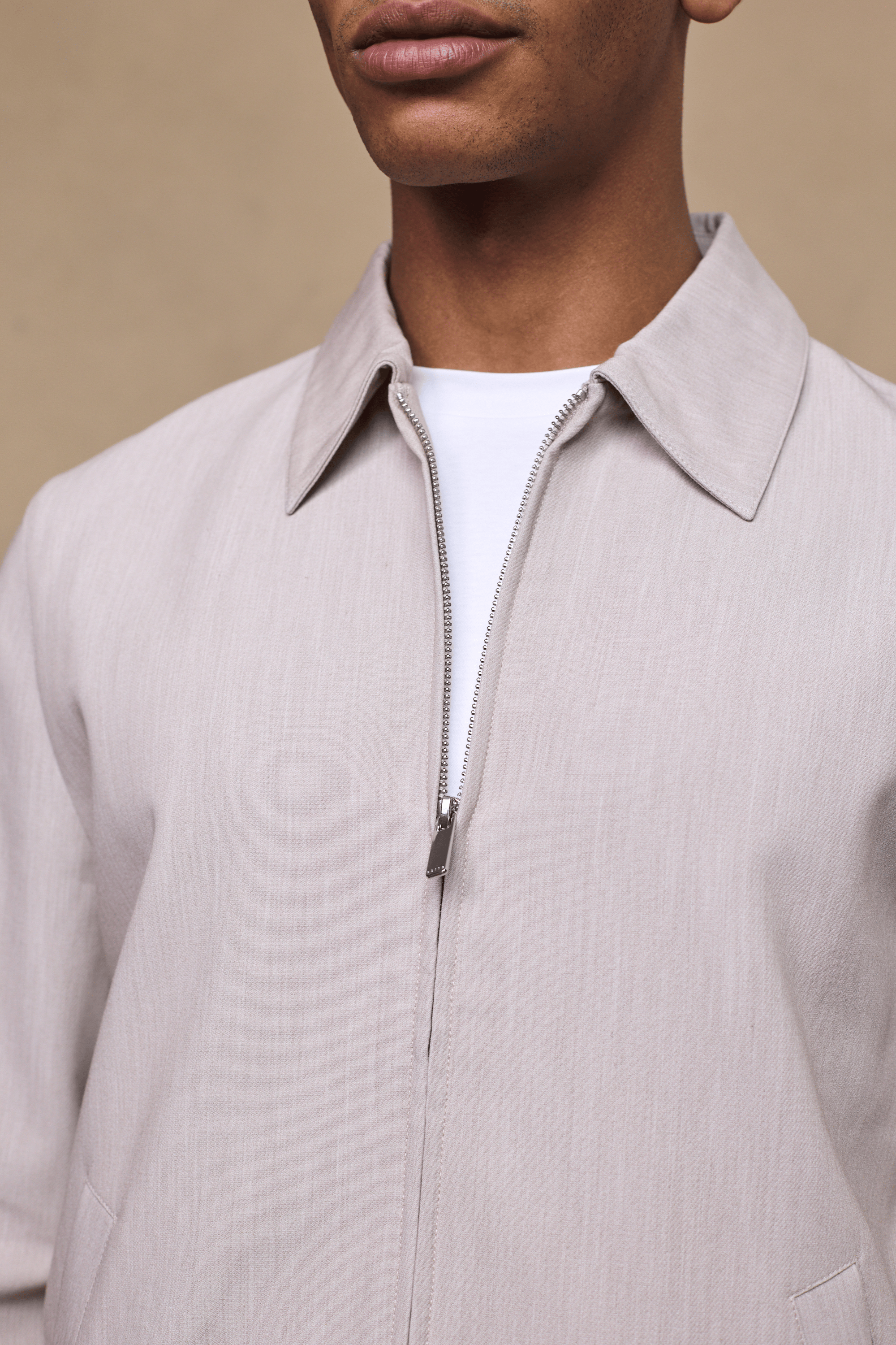 Emilio Zip Through Jacket - Oatmeal Marl