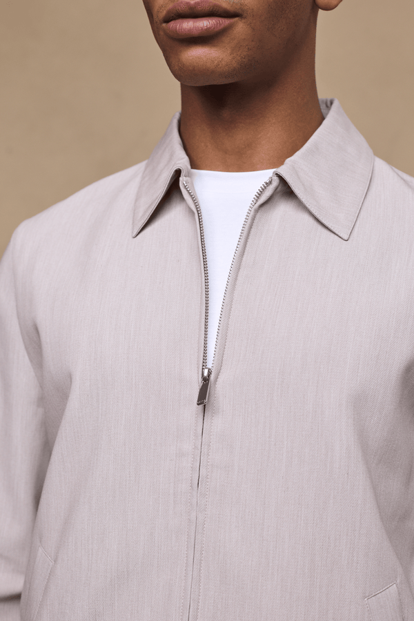 Emilio jas met ritssluiting - Havermoutkleurig gemêleerd