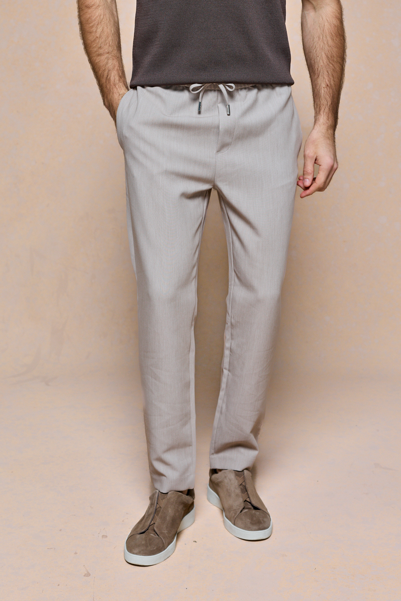 Mateo Tapered Trouser - Oatmeal Marl