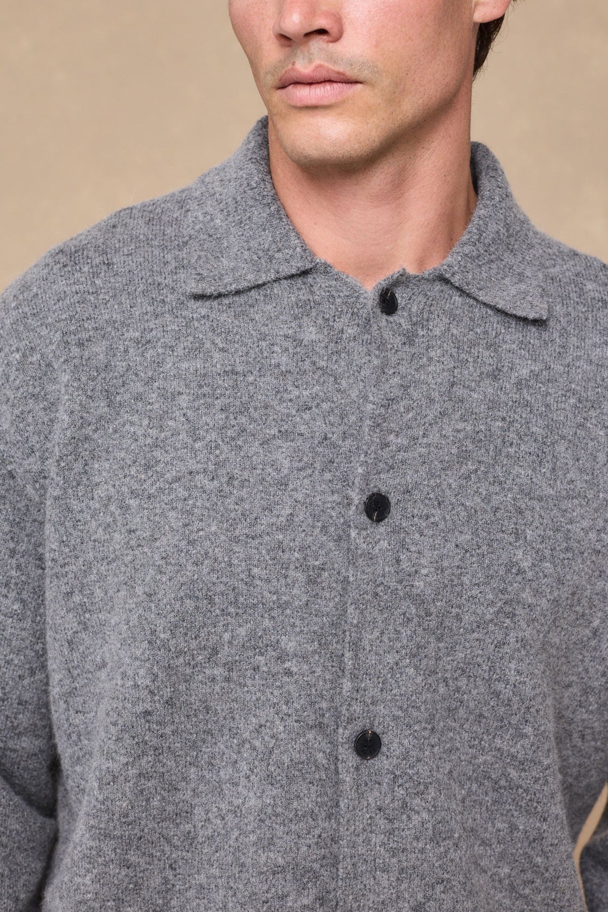 Niles Boiled Button Through Cardigan - Grey Marl