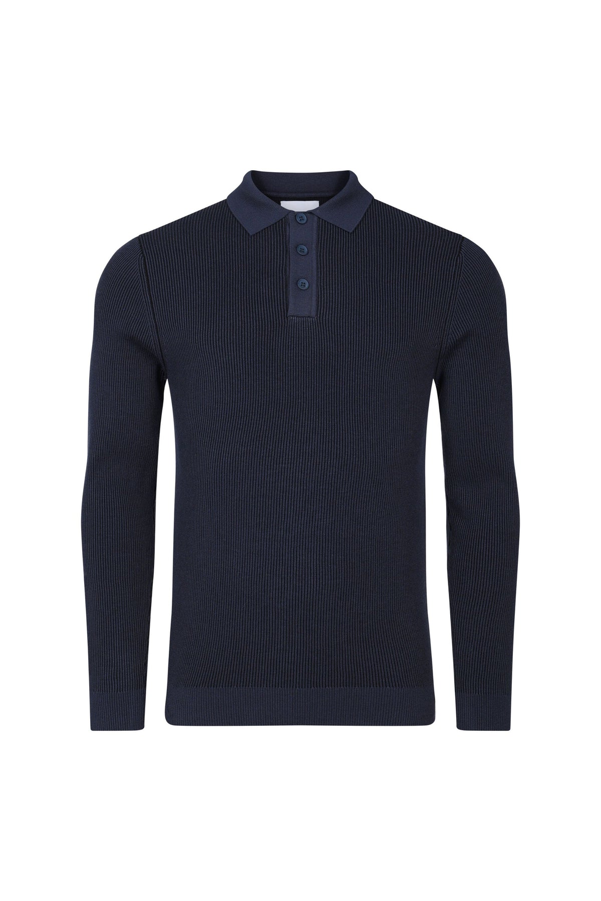 Angus Rib Knit Polo - Navy