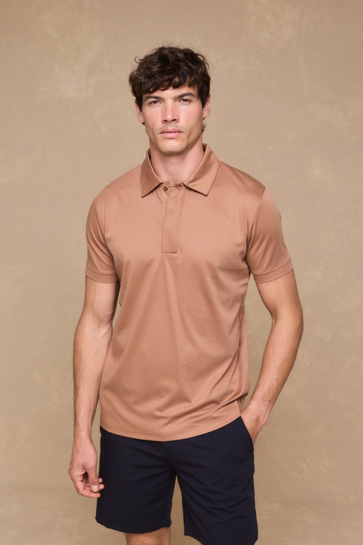 Santi Mercerised Polo Shirt - Rust Orange