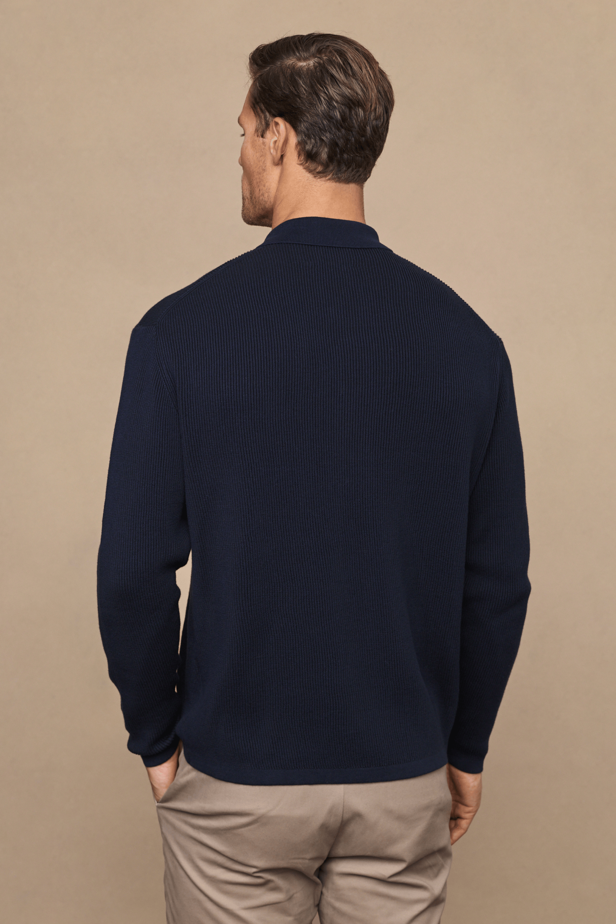 Nikos katoenen jas met ritssluiting - Marineblauw