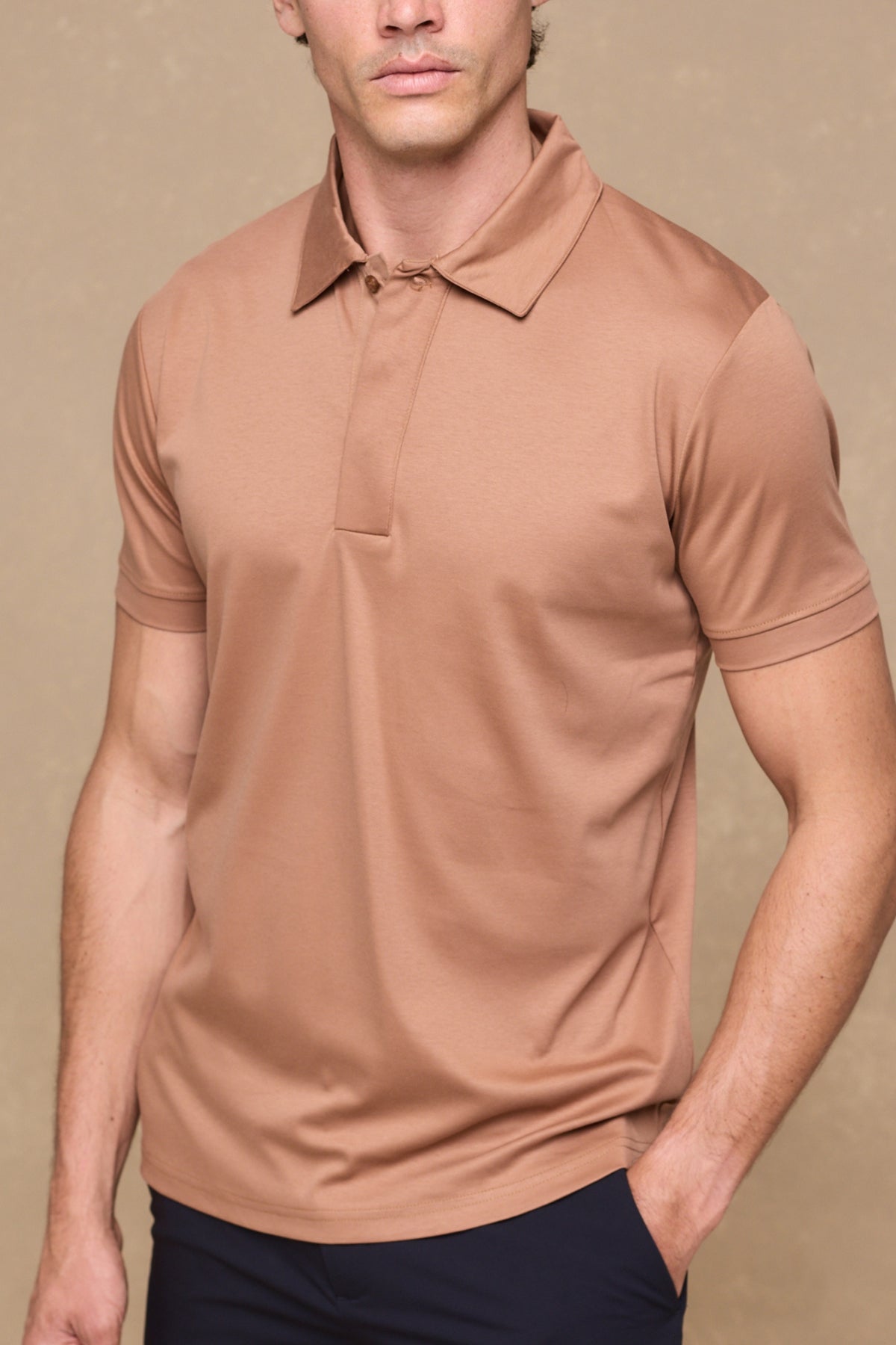 Santi gemerceriseerd poloshirt - roestbruin