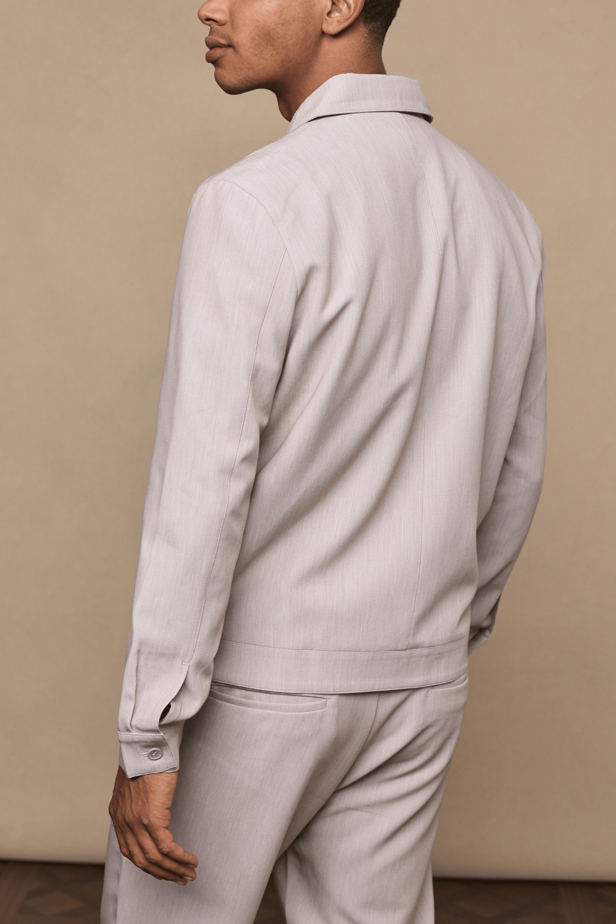 Emilio Zip Through Jacket - Oatmeal Marl