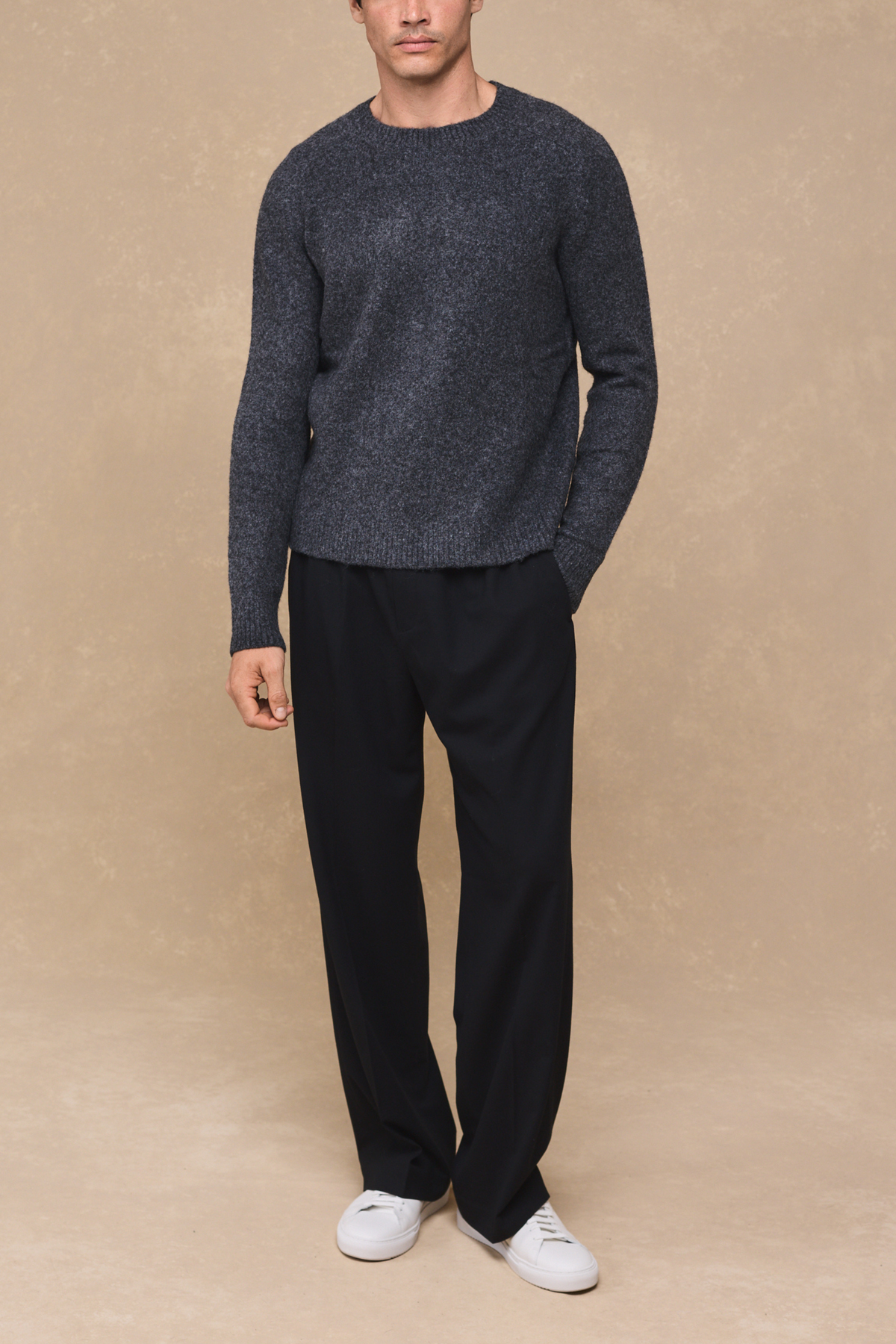 Mikkel Speckled Crew Neck Jumper - Charcoal Marl
