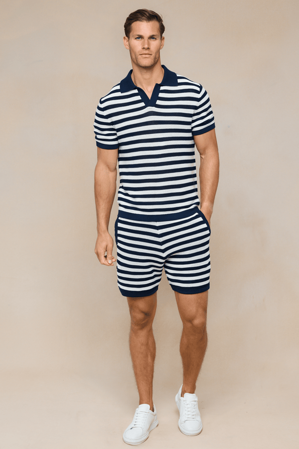 Lattolo Gestreept Gebreid Short - Marine/Ecru