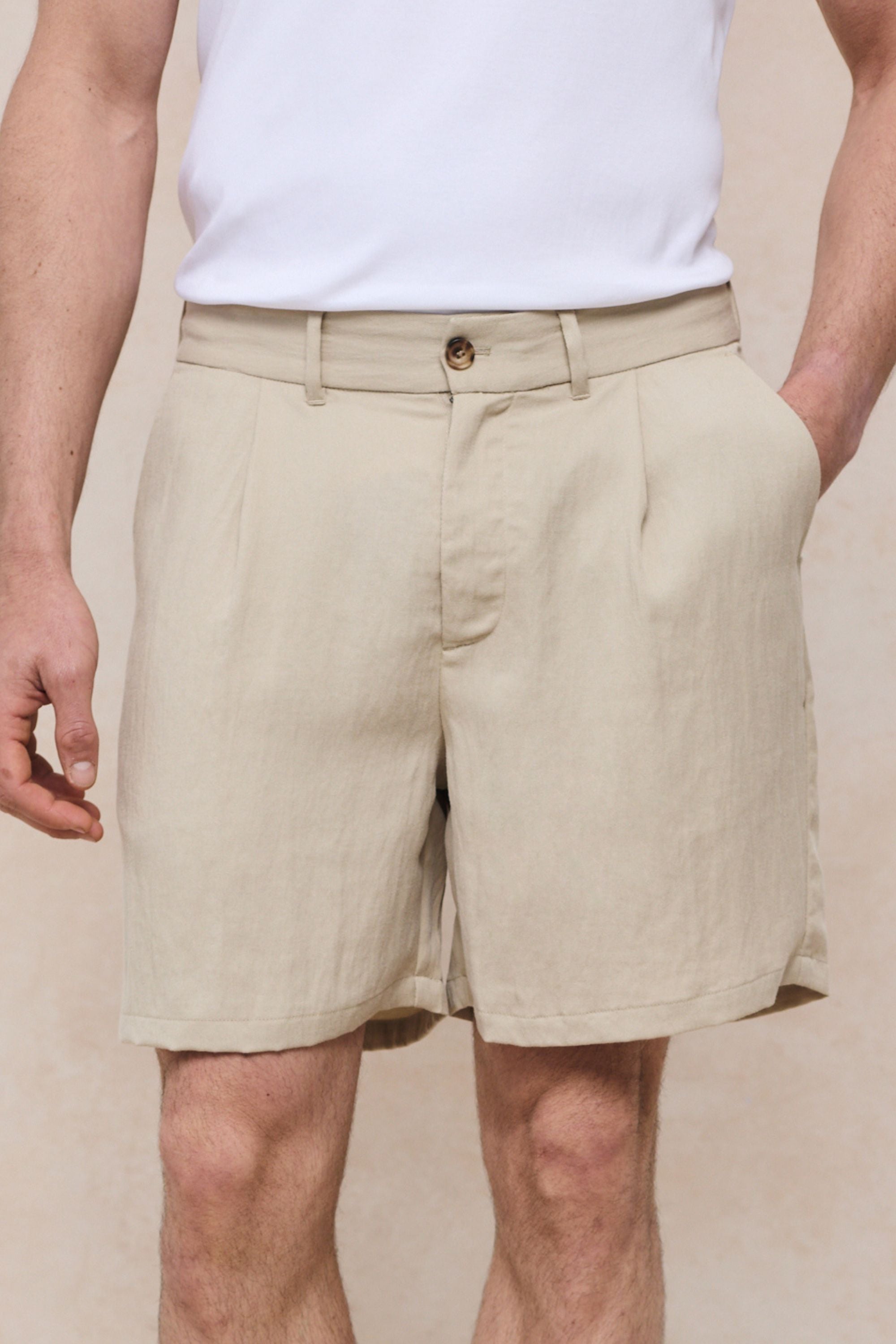 Caio Fluid Twill Short - Beige