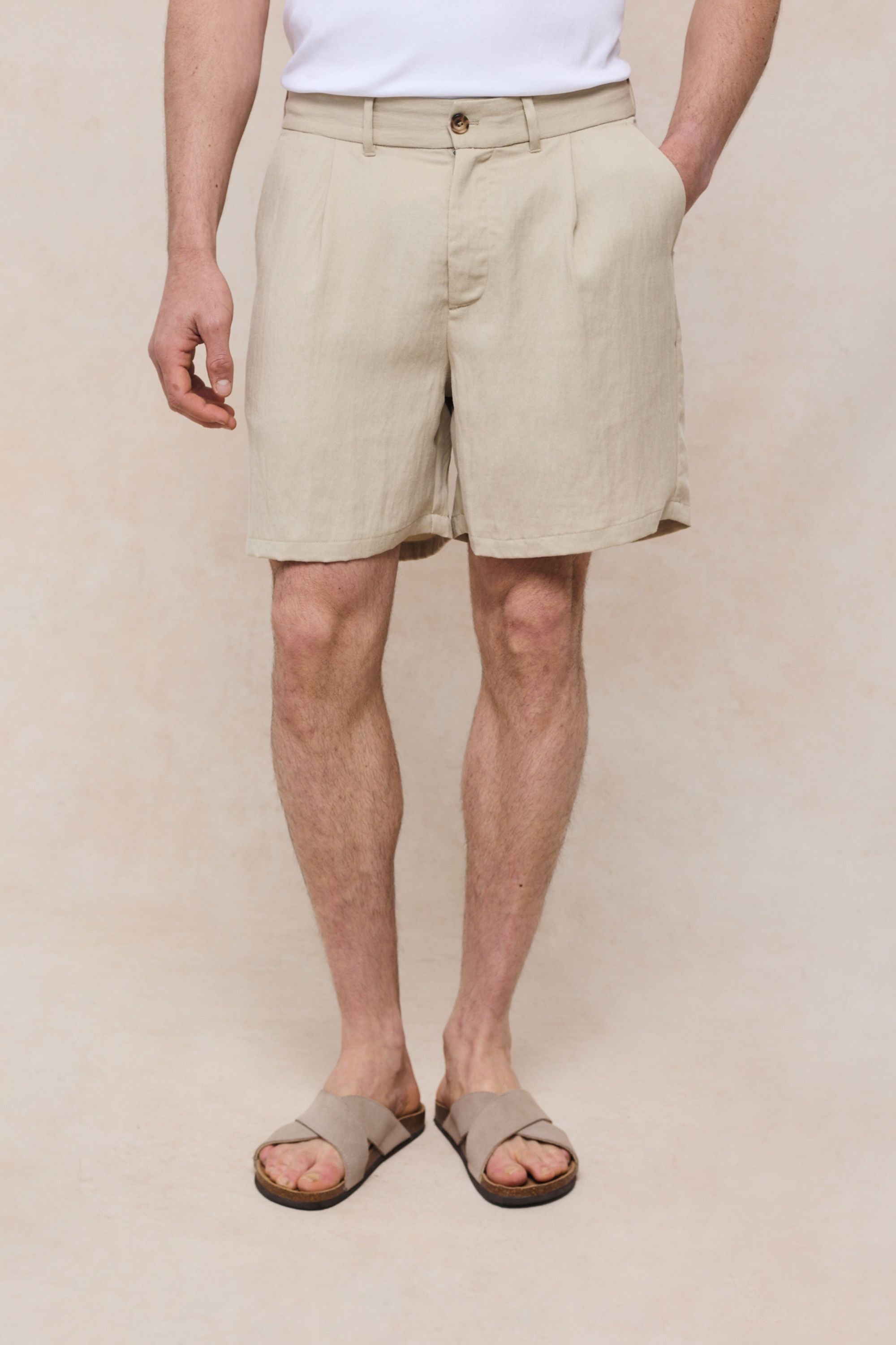 Caio Fluid Twill Short - Beige