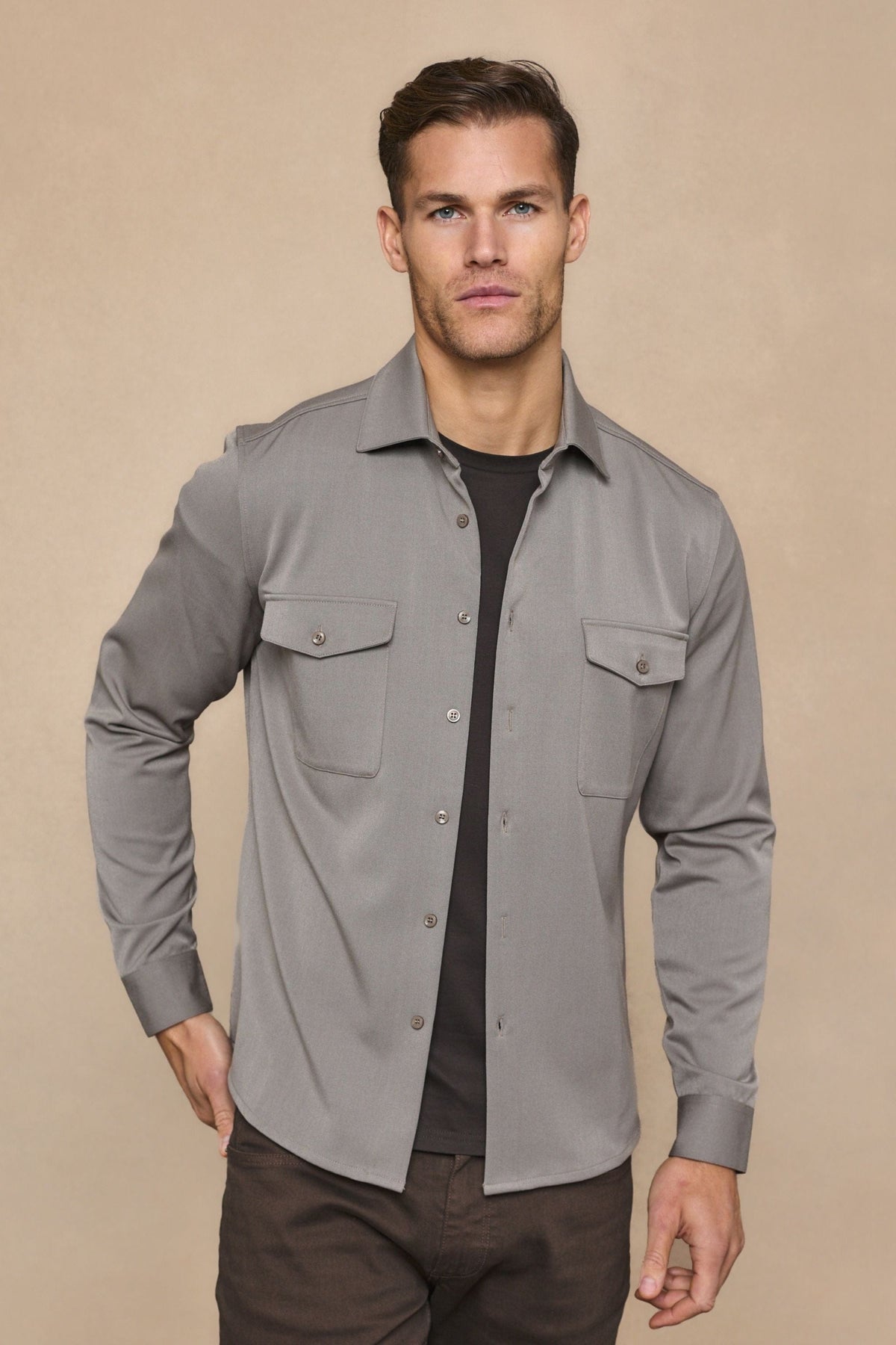 Leo Overshirt - Warm Grey