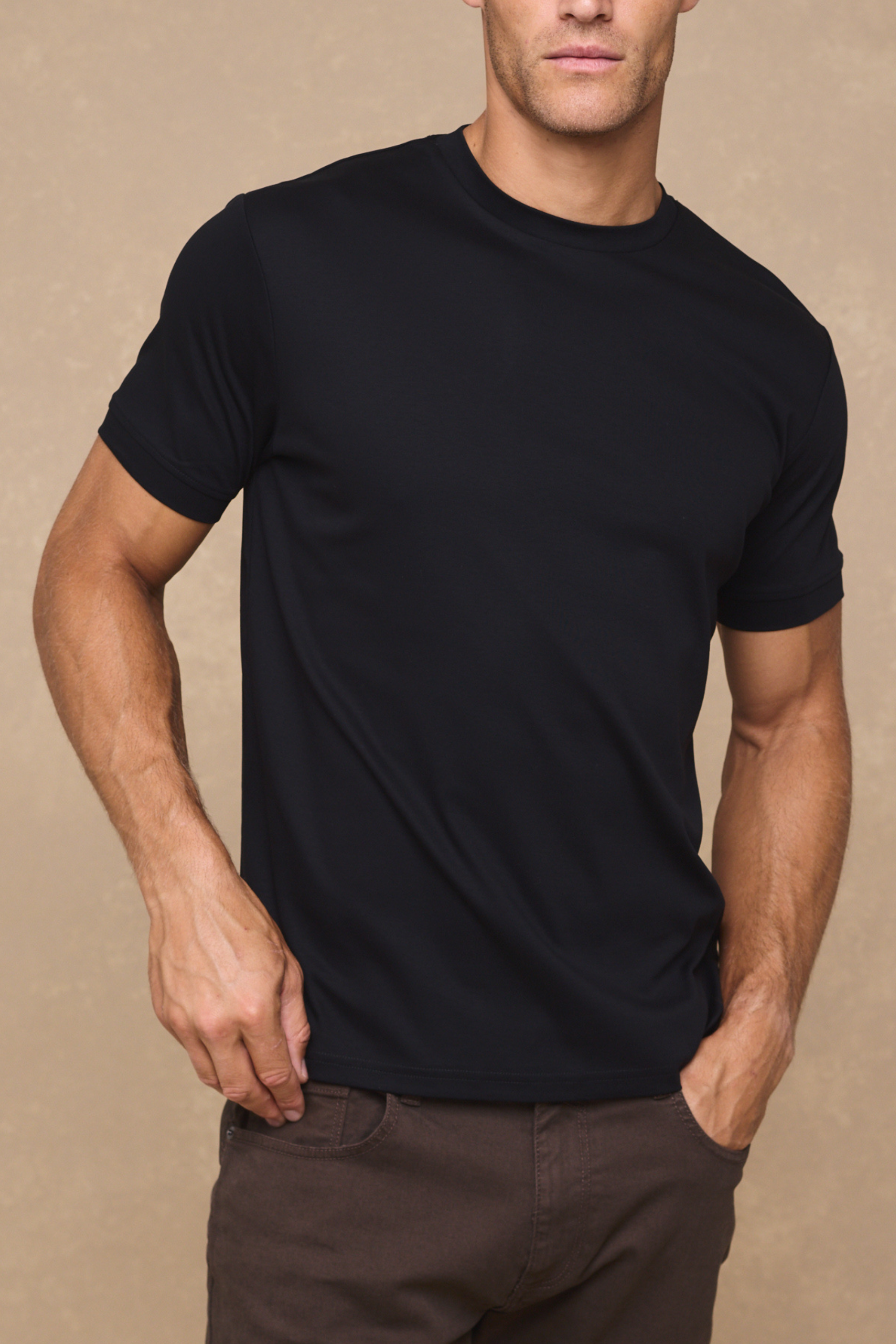 Luxe gemerceriseerd T-shirt - Zwart