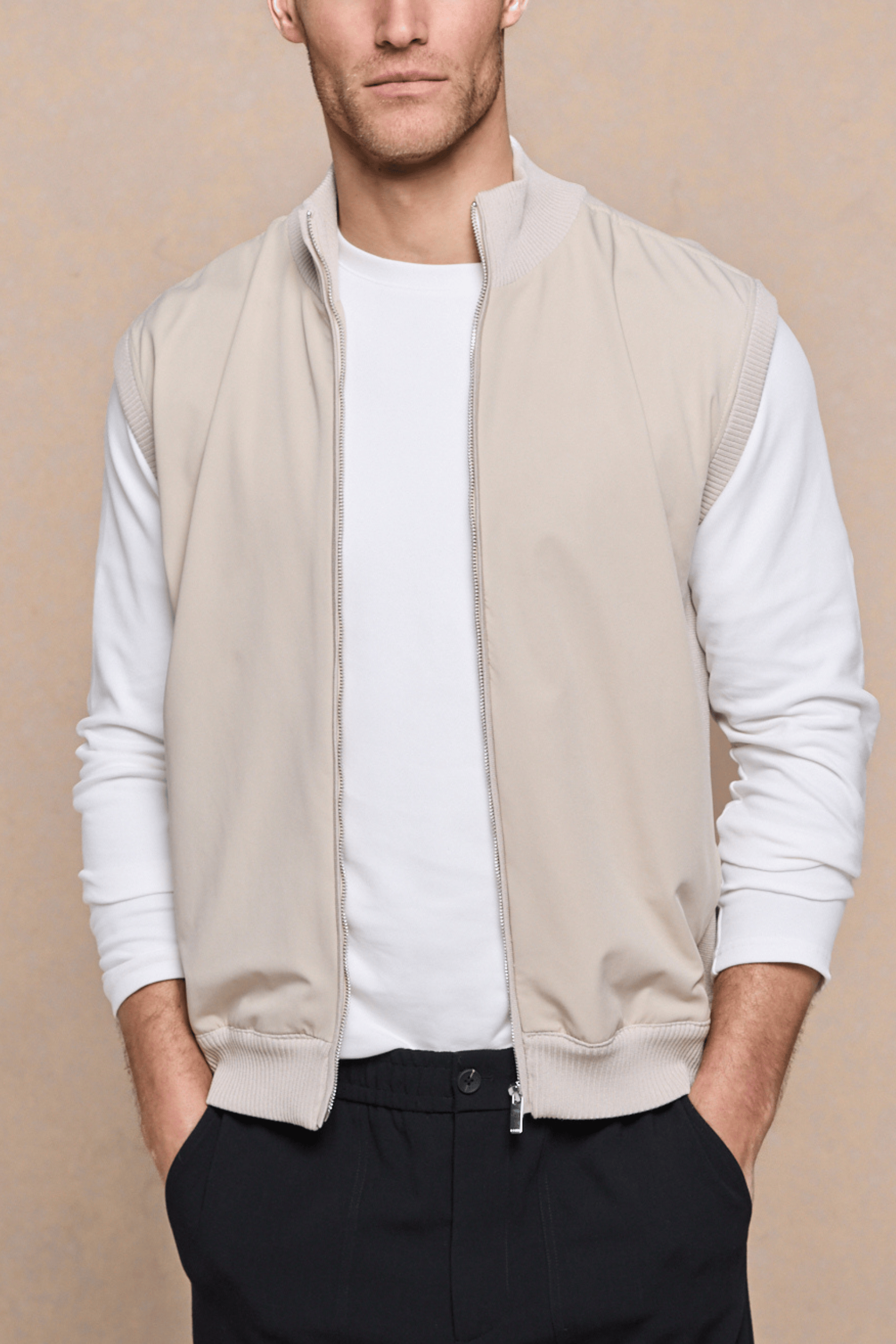 Davi Hybrid gebreid vest - Steen