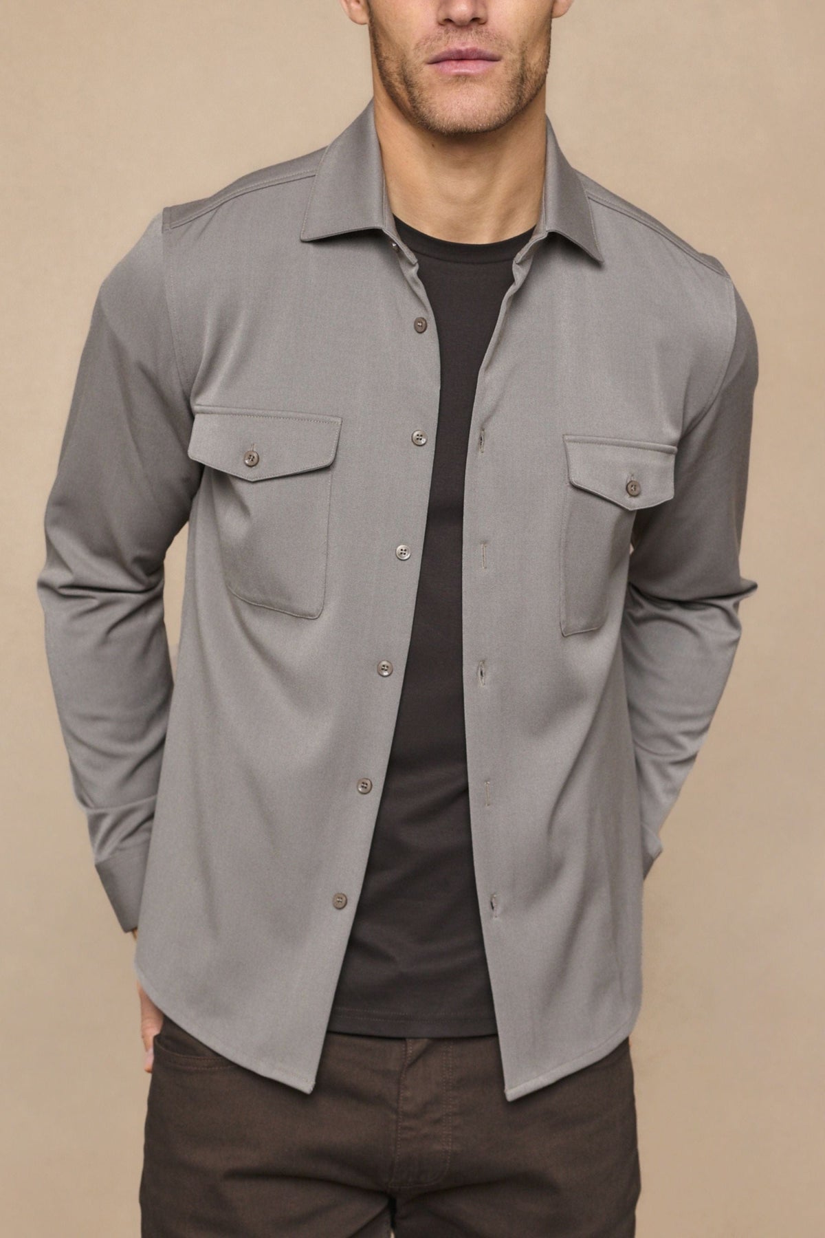 Leo Overshirt - Warm Grey