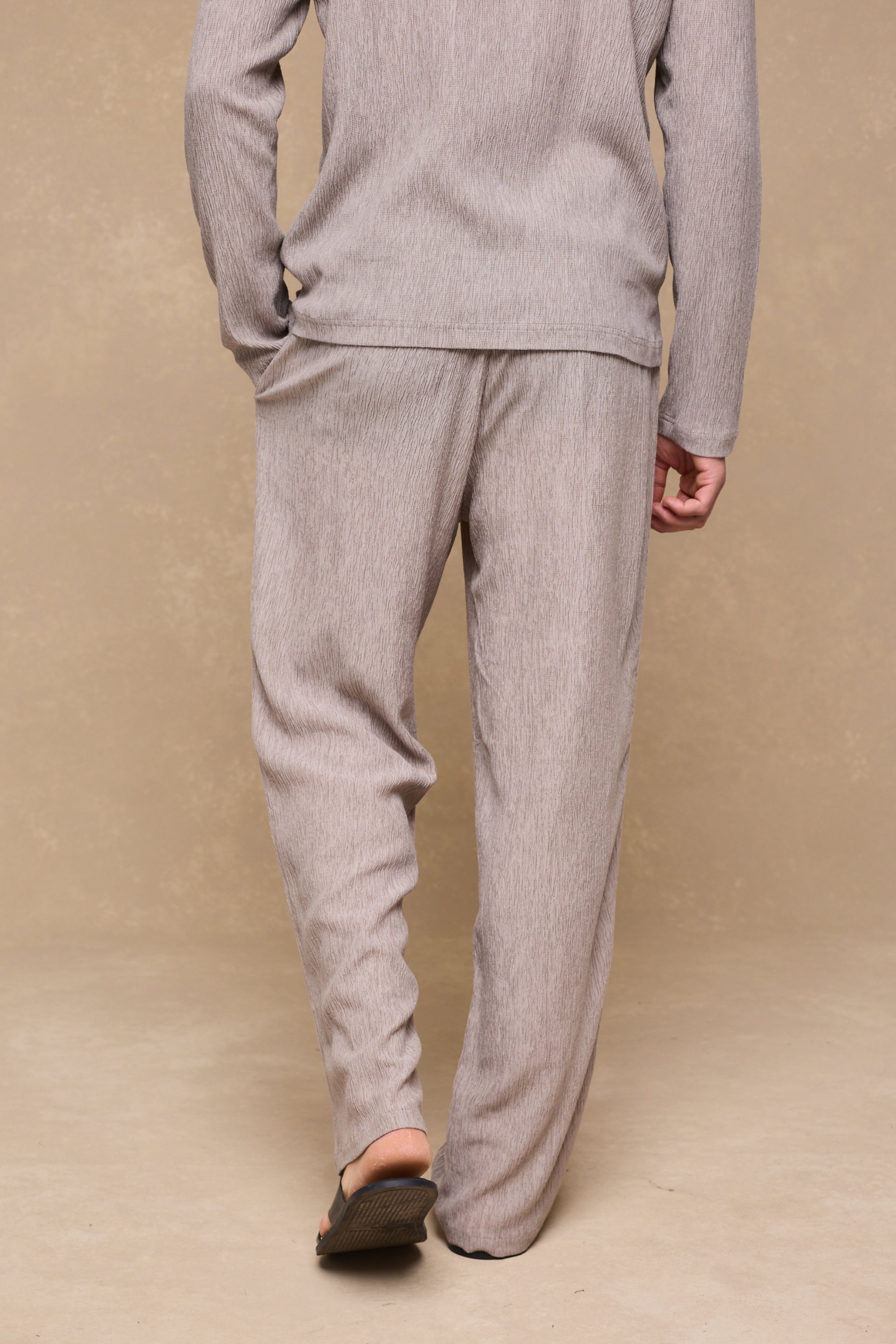 Arty Crinkled Elasticated Waistband Trouser - Mushroom