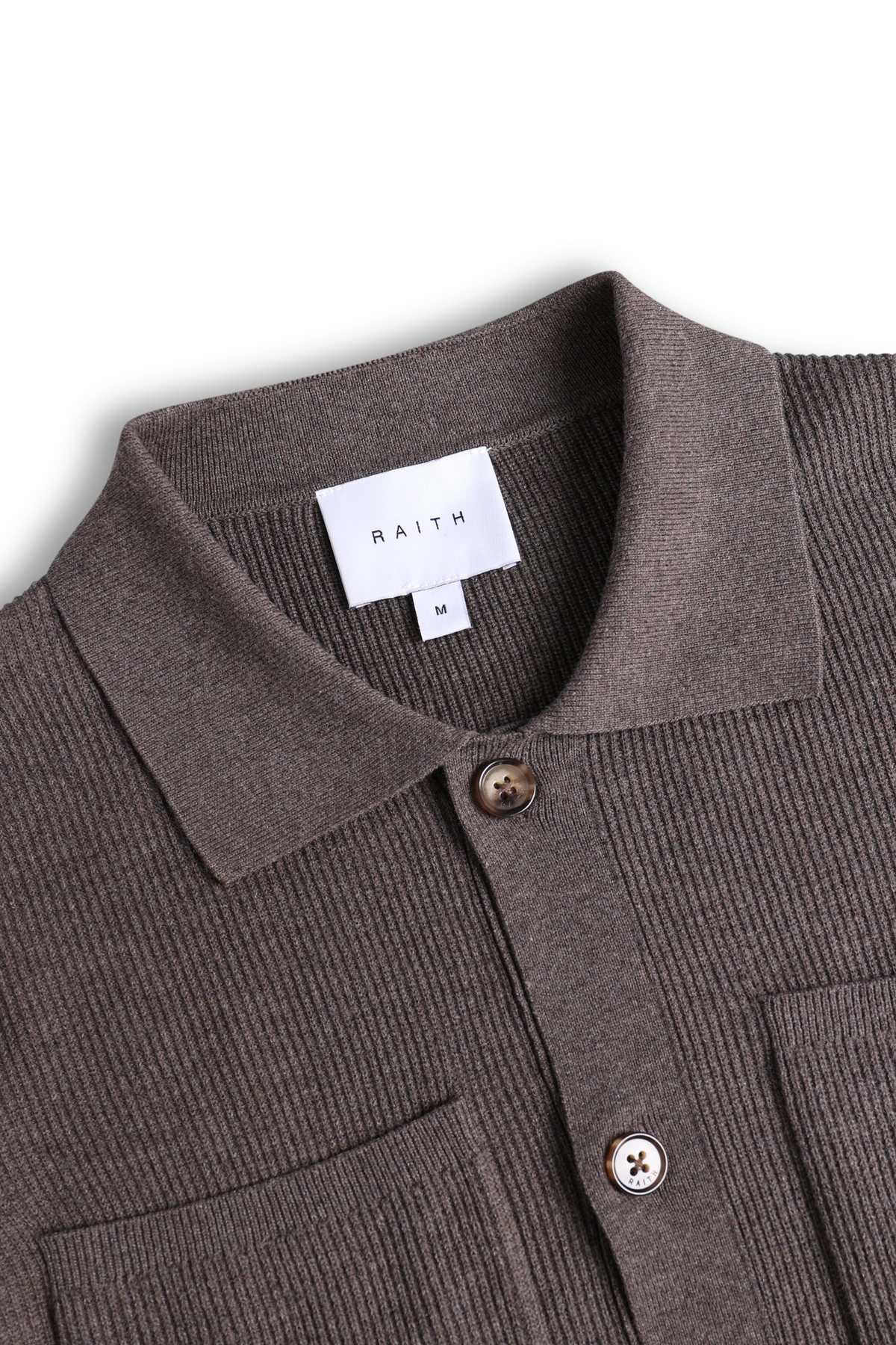 Elias Rib Top Pocket Cardigan - Lichtbruin gemêleerd