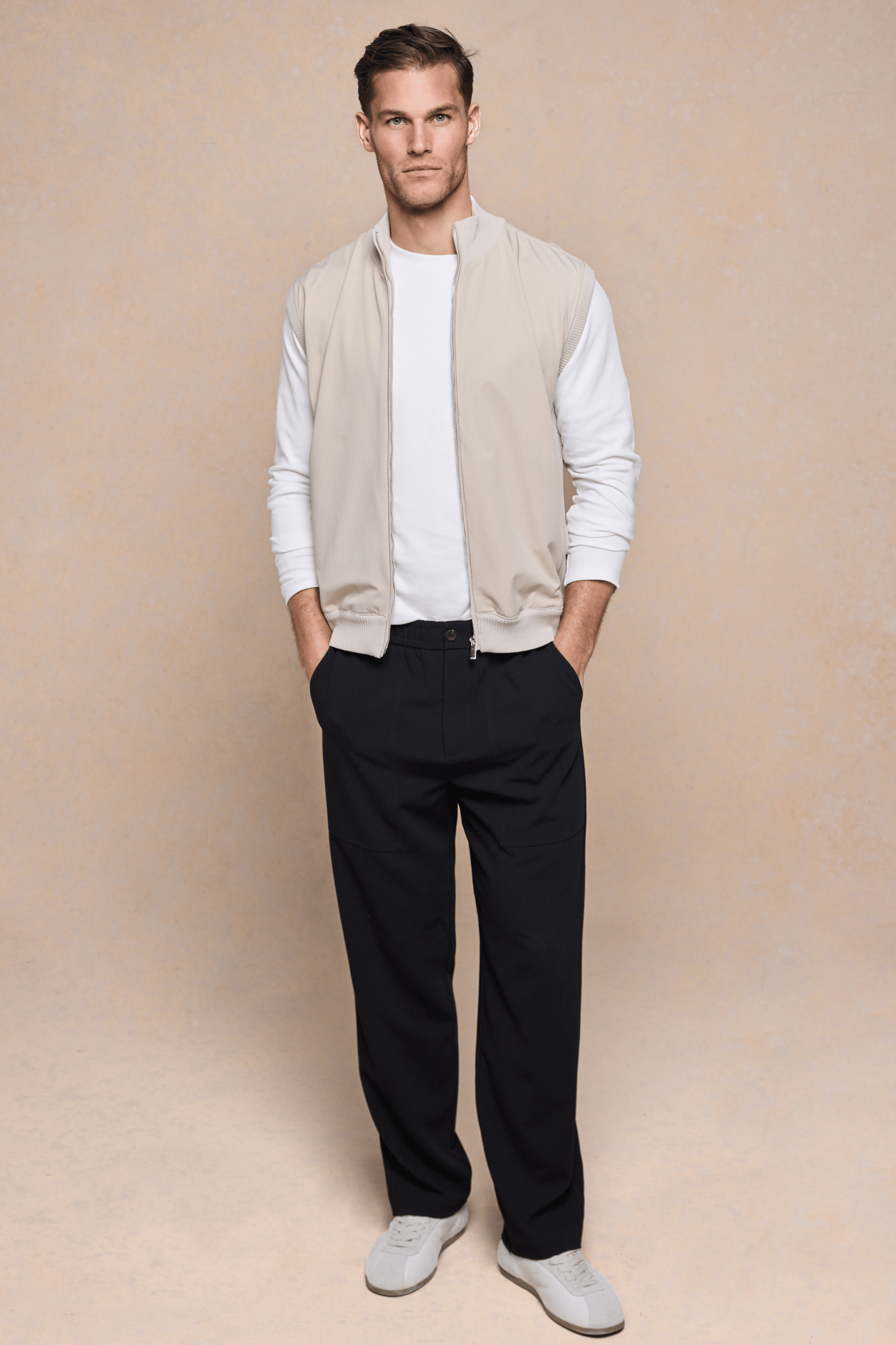 Davi Hybrid gebreid vest - Steen