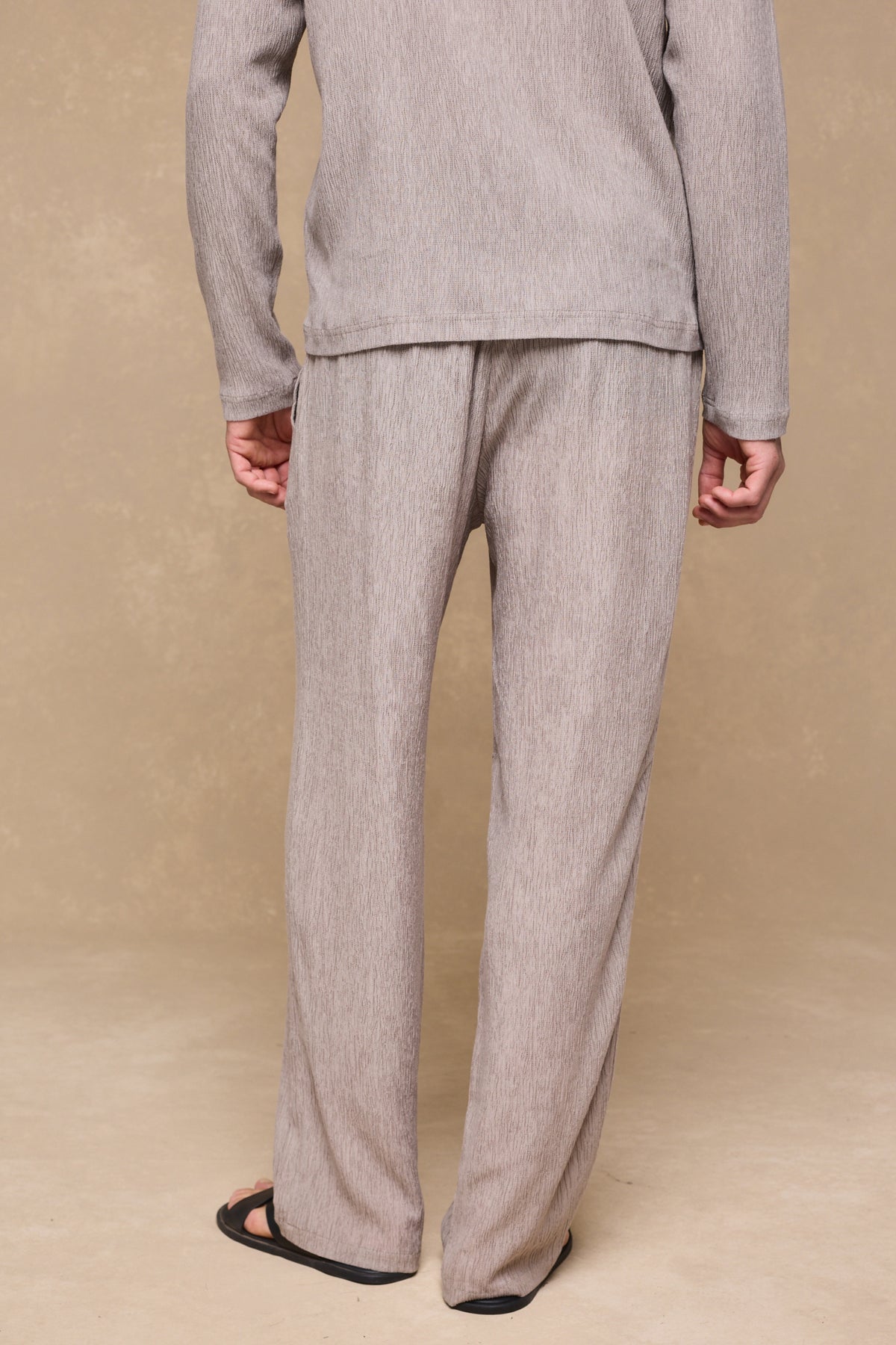 Arty Crinkled Elasticated Waistband Trouser - Mushroom