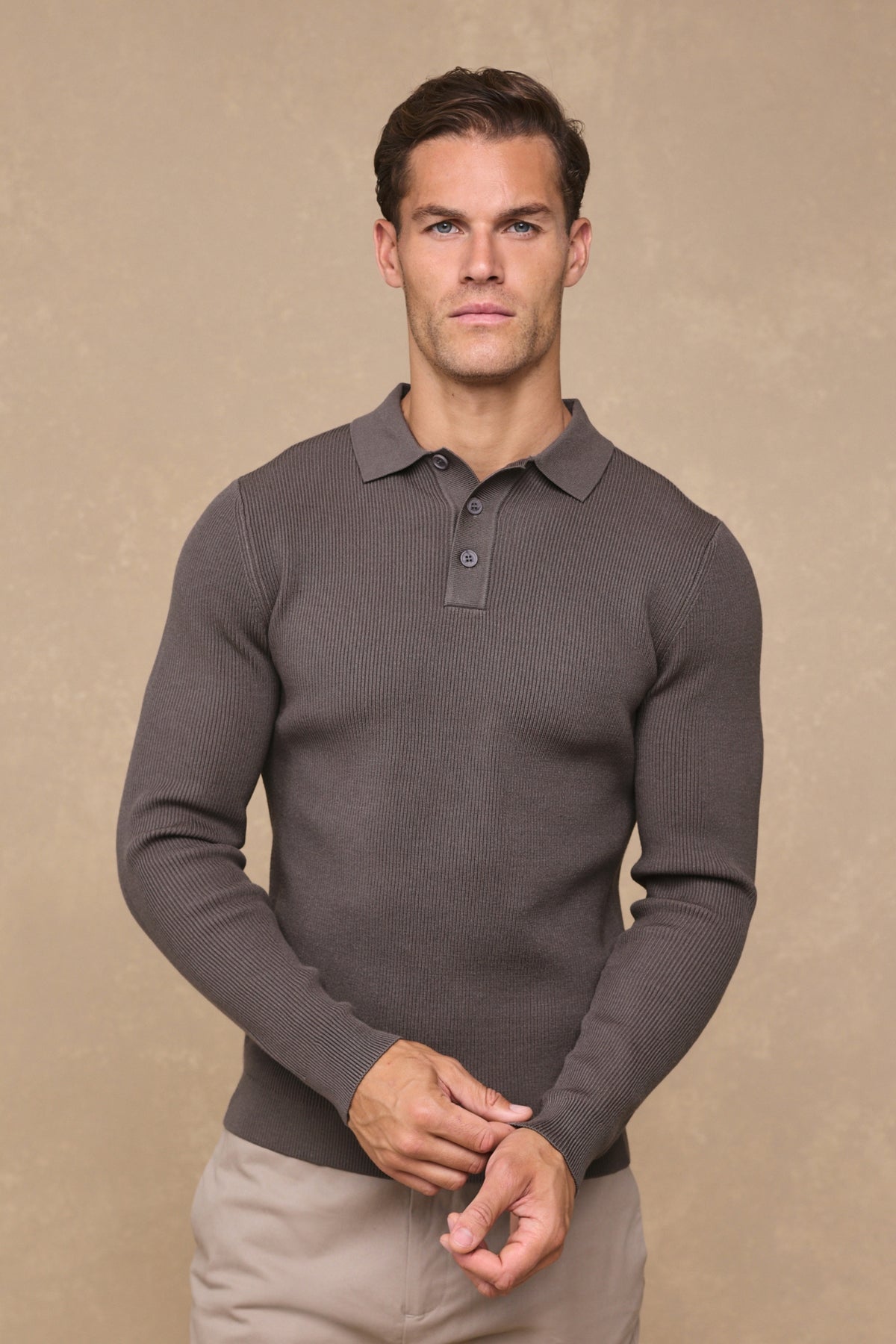 Angus Ribbed Polo - Champignon