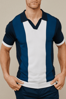 Campi Colour Block Polo Shirt - Marineblauw