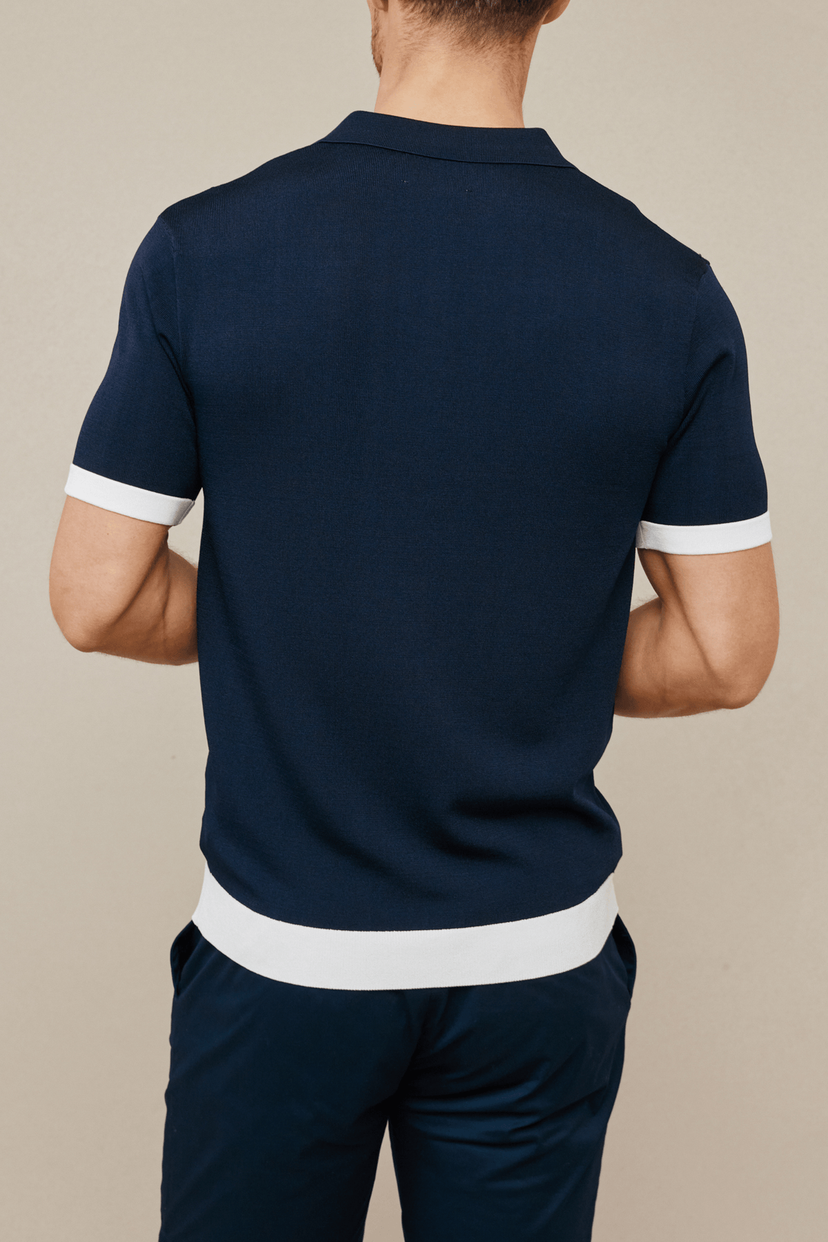 Campi Colour Block Polo Shirt - Marineblauw
