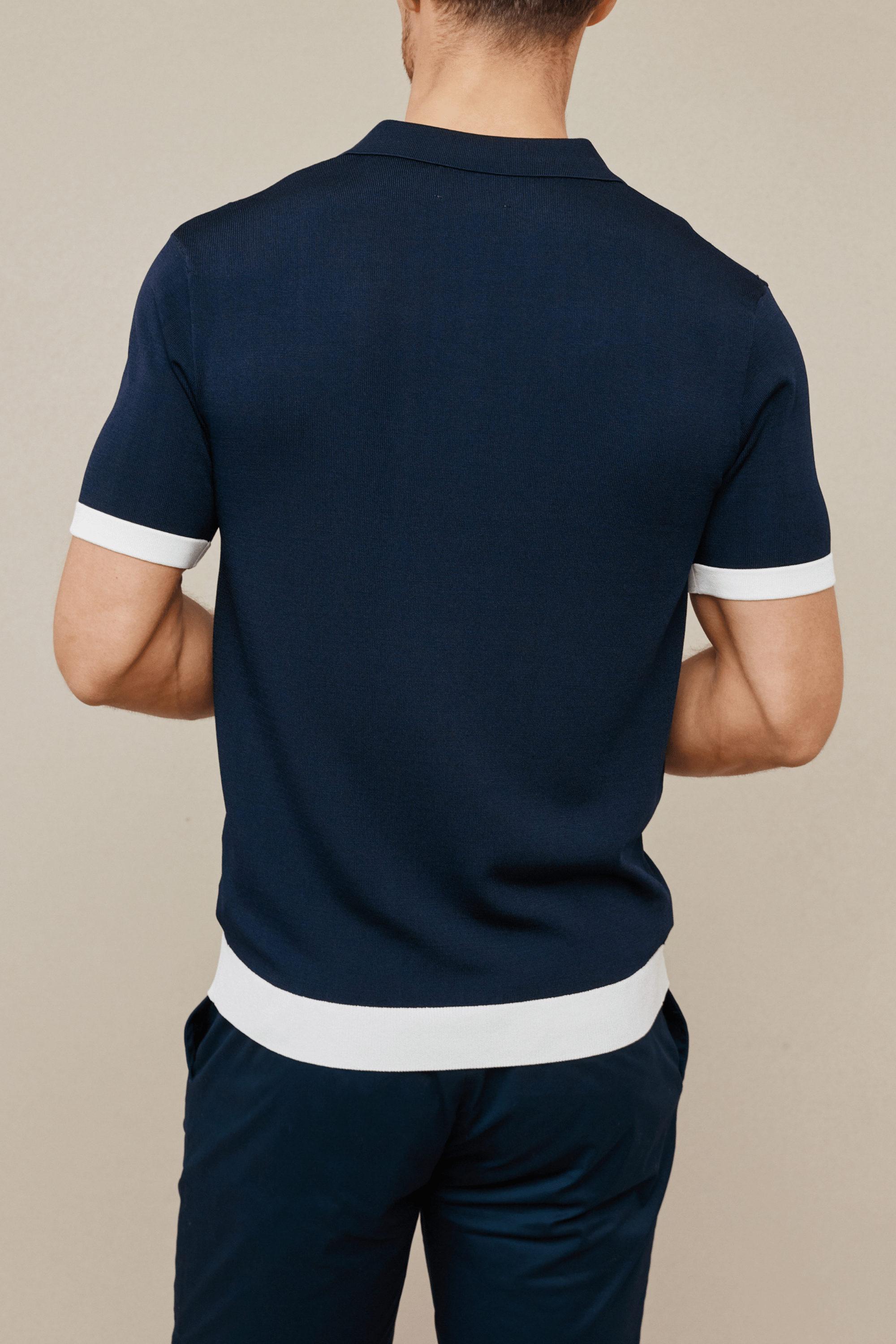 Campi Colour Block Polo Shirt - Navy