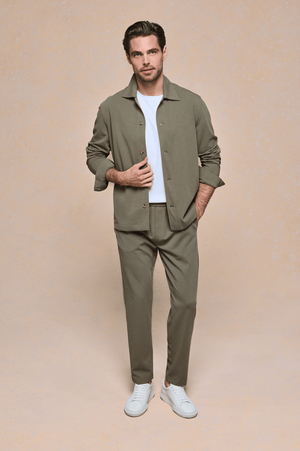 Geneva overshirt met textuur - Khaki