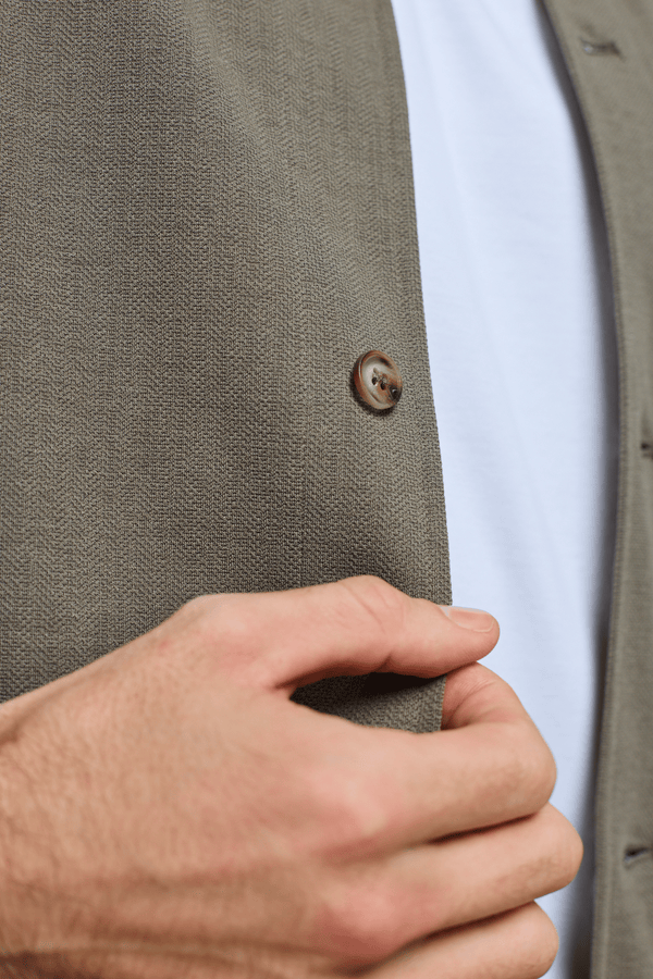 Geneva overshirt met textuur - Khaki