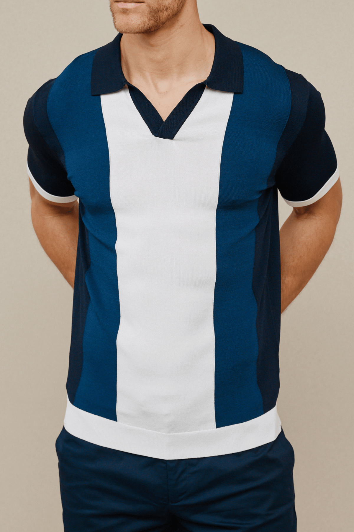 Campi Colour Block Polo Shirt - Marineblauw