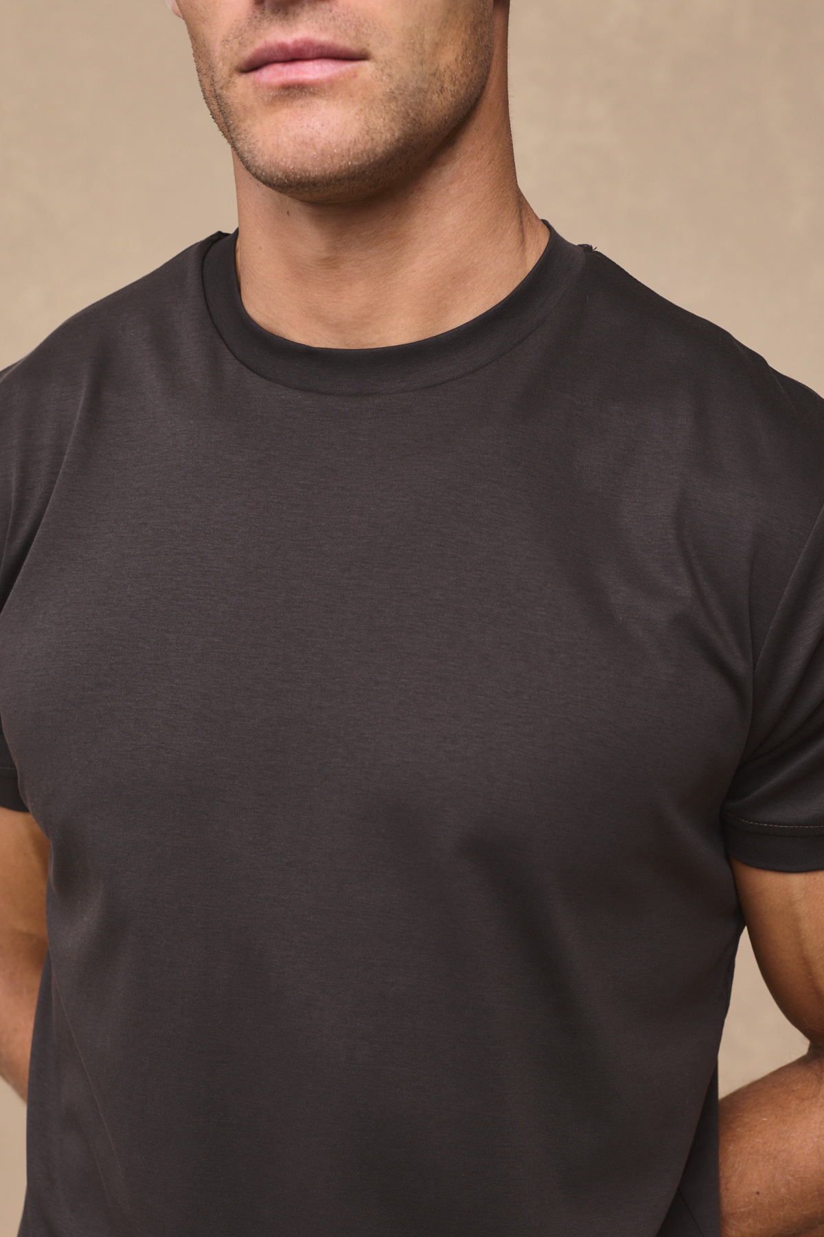 Luxe gemerceriseerd T-shirt - Bruin