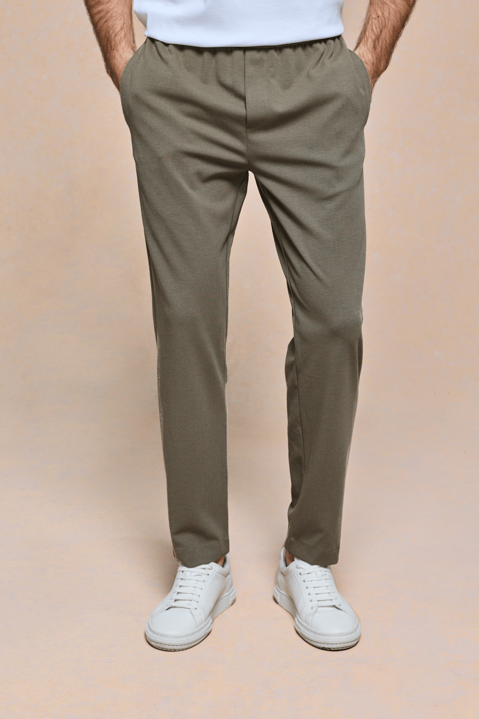 Geneva Textured Tapered Trouser - Khaki
