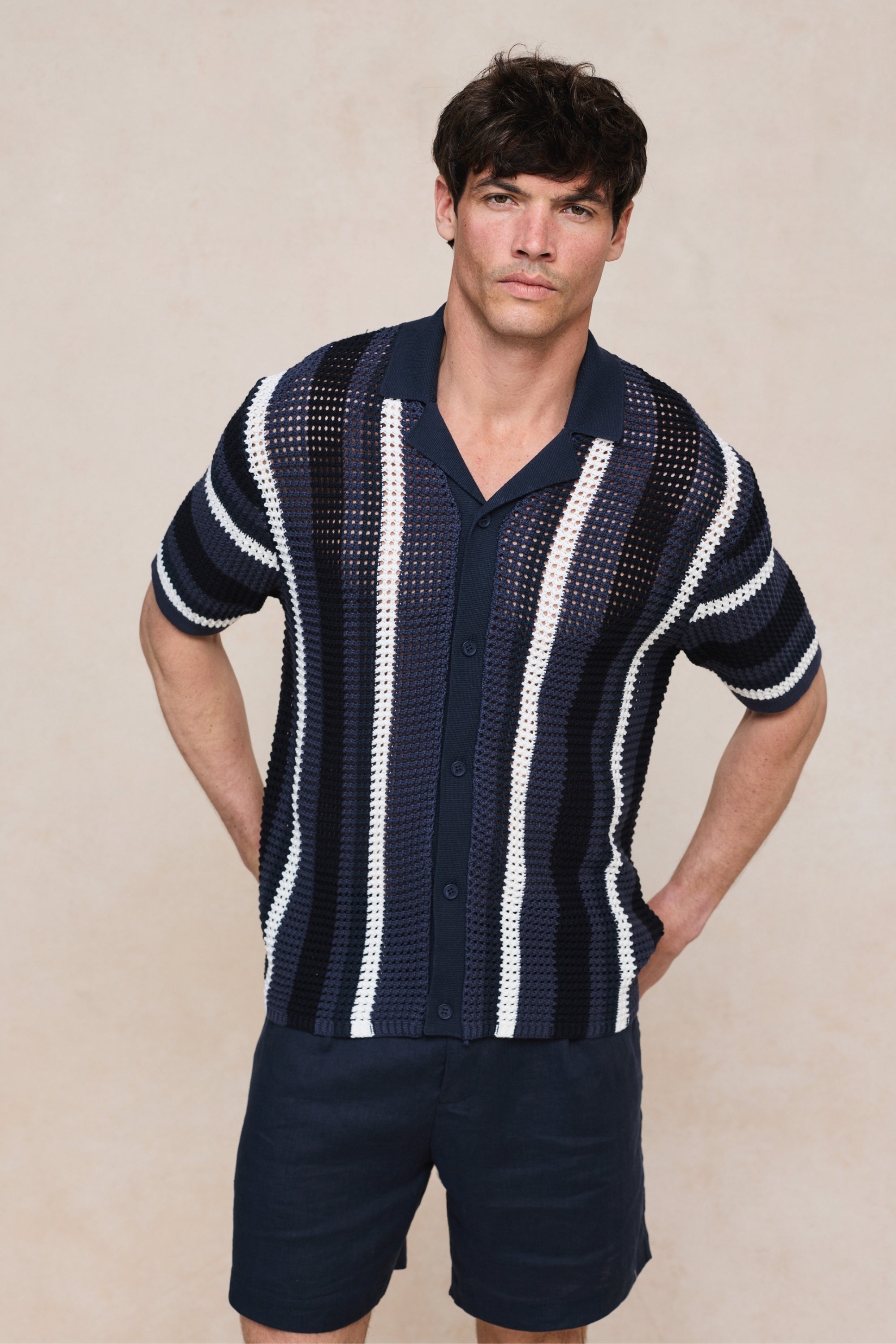 Dell'Amore gehaakt gebreid shirt - Marineblauw