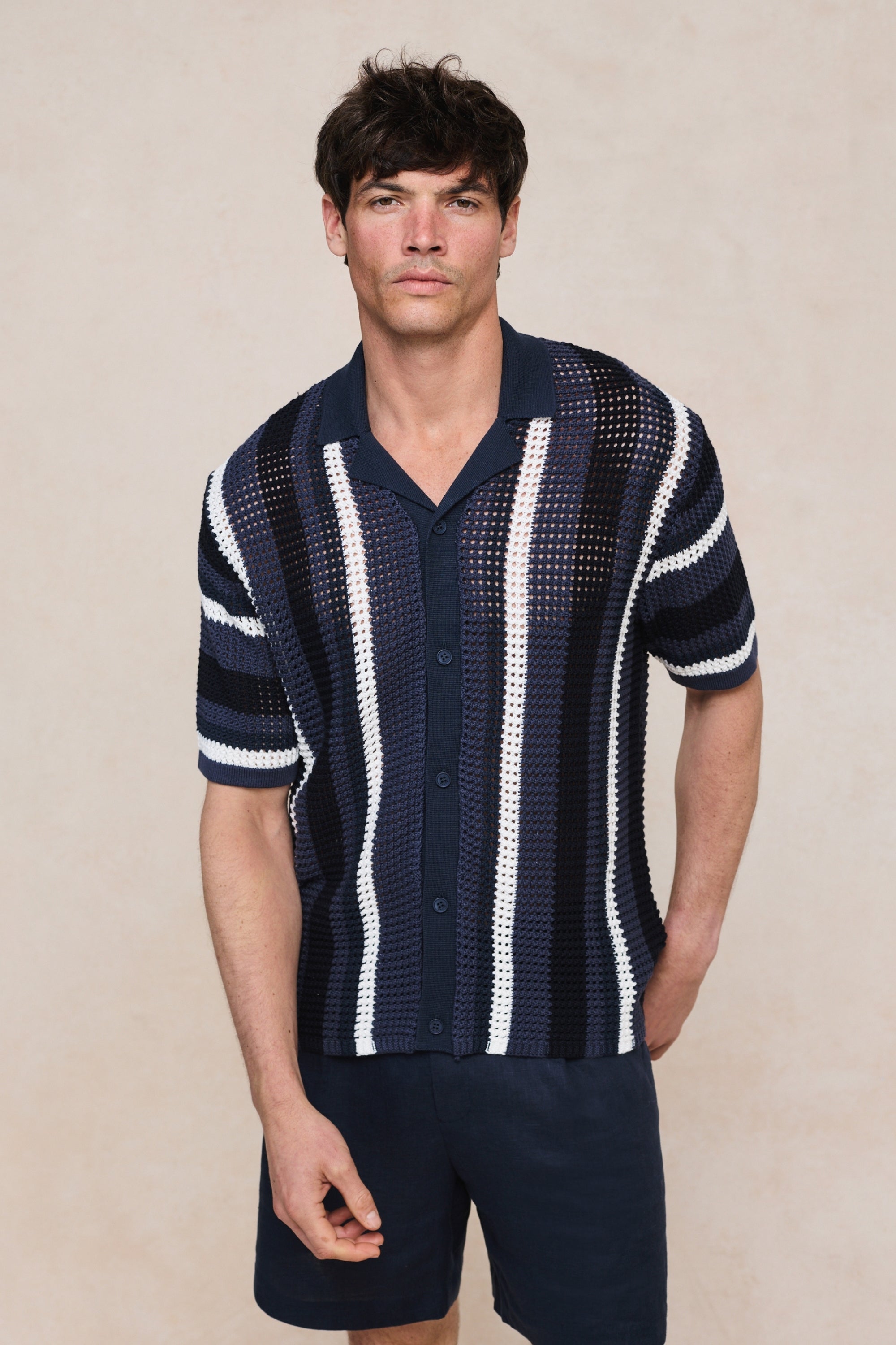 Dell'Amore gehaakt gebreid shirt - Marineblauw