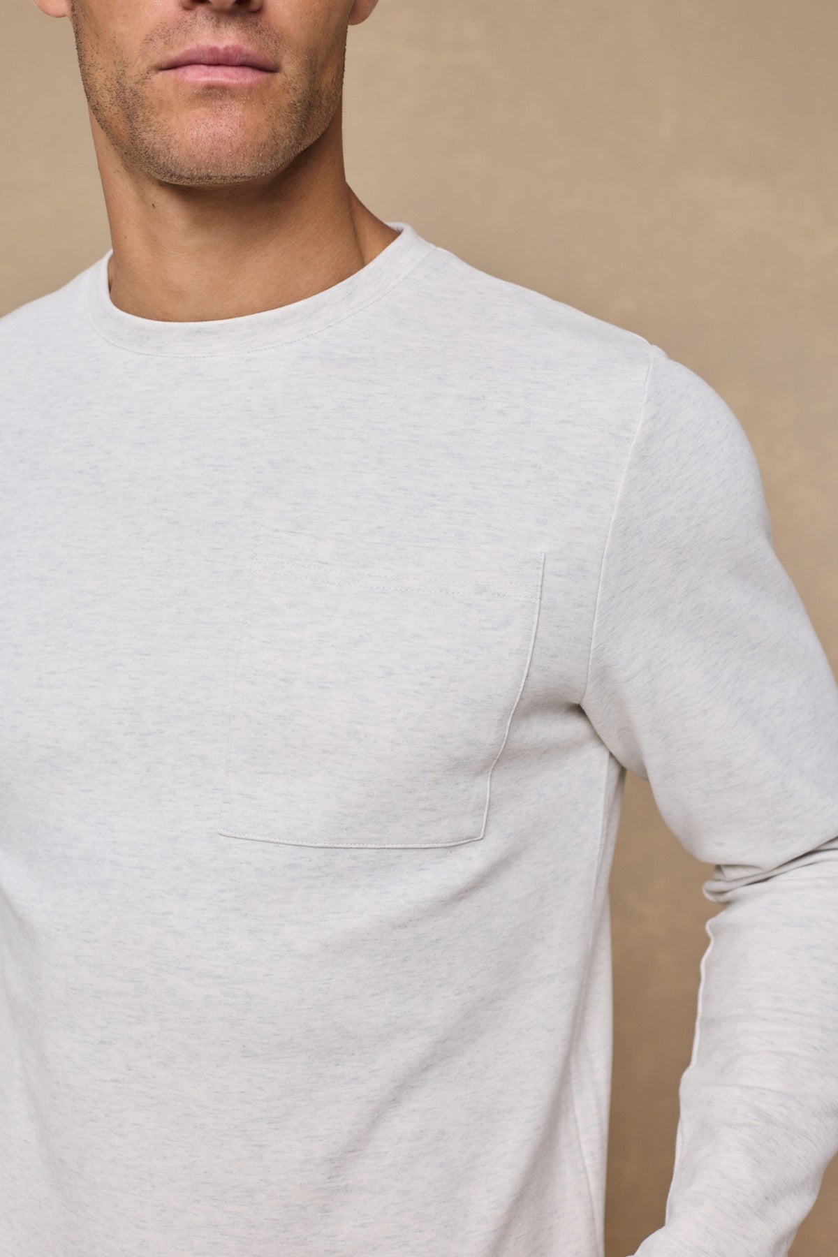 Tyler Long Sleeve Top - Stone Marl