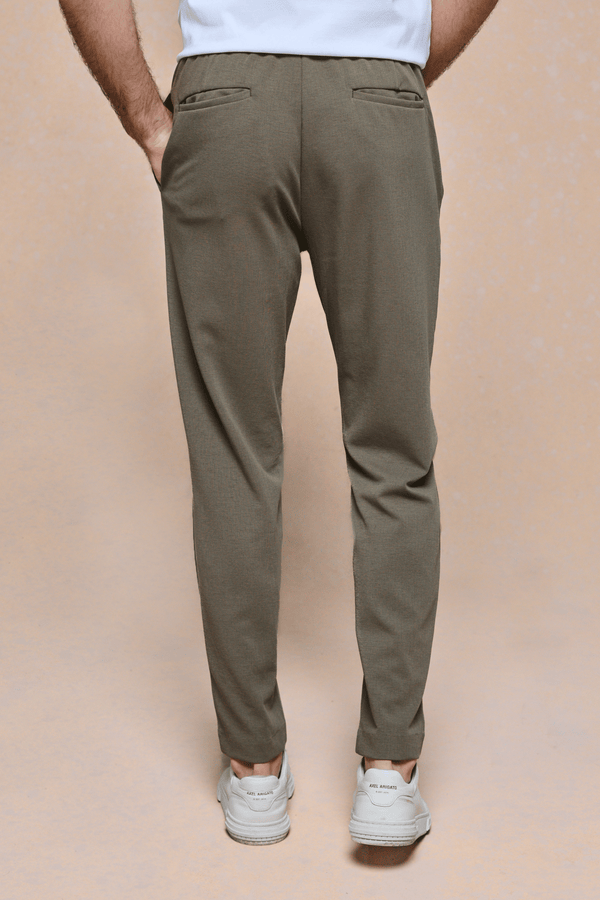 Geneva getextureerde taps toelopende broek - Khaki