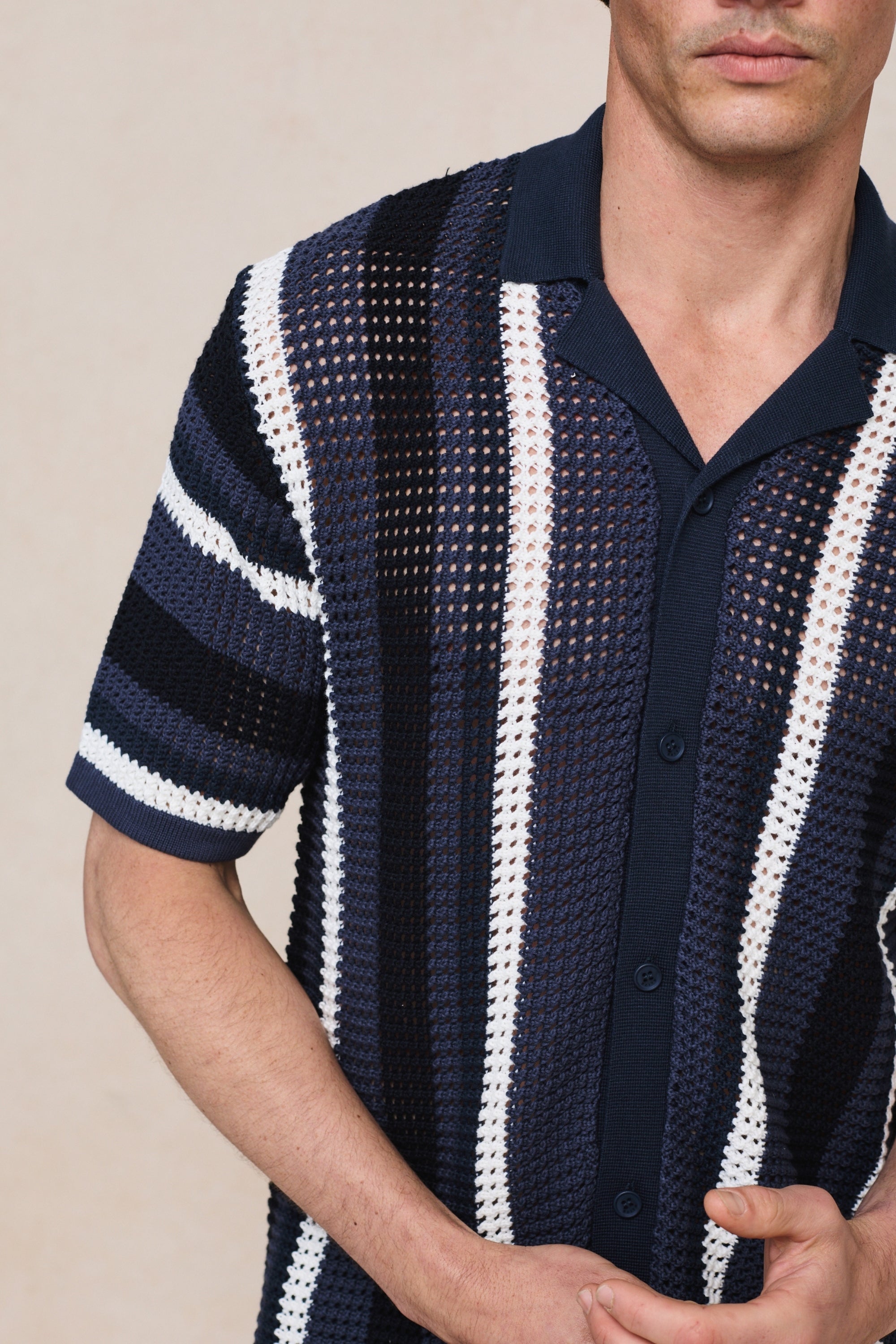 Dell'Amore gehaakt gebreid shirt - Marineblauw